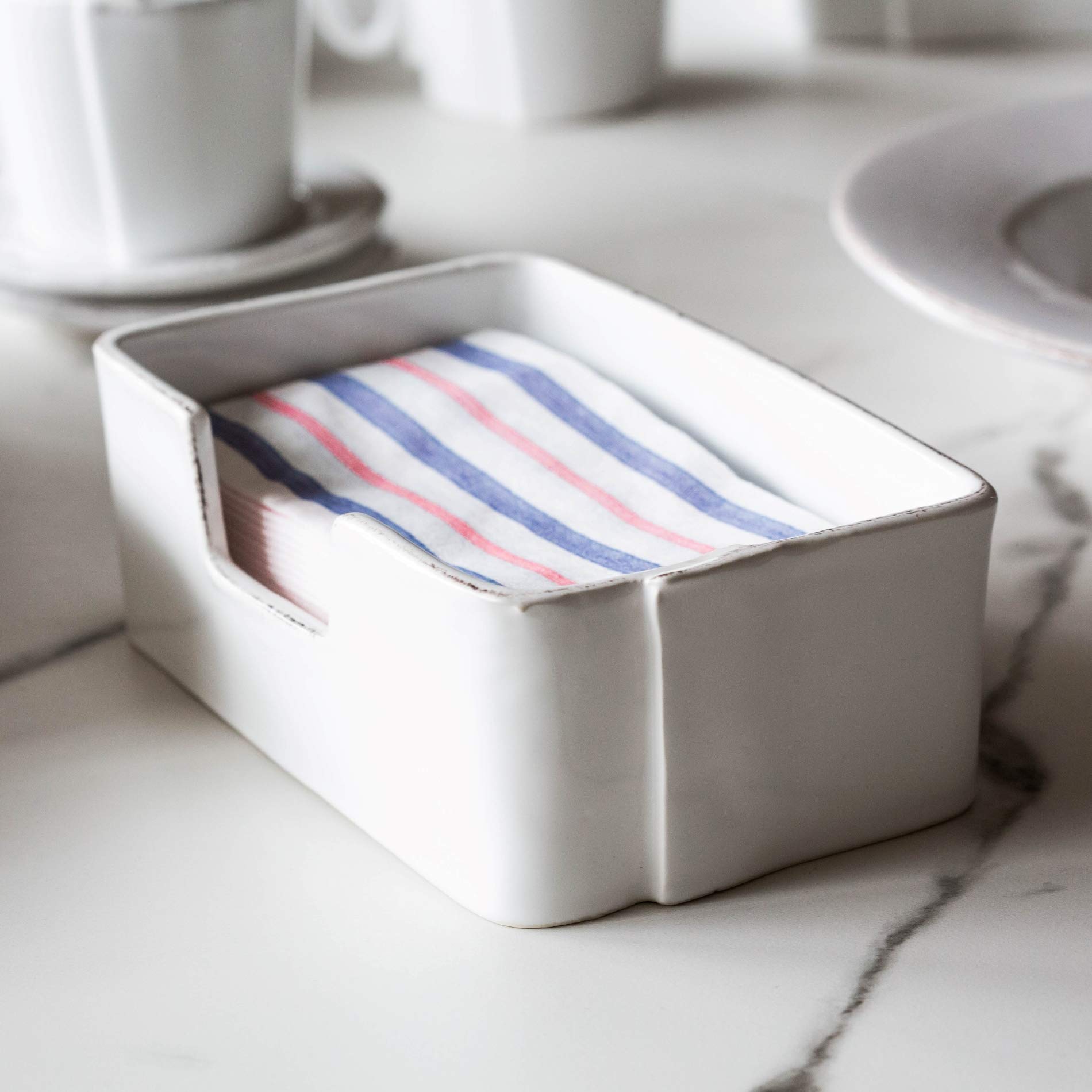 Vietri Lastra White Ceramic Guest Towel Holder - 8.25