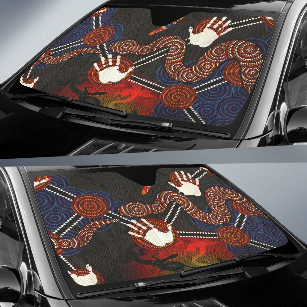 Authentic Australian Boomerang & Snake Indigenous Car Sun Shade - UV Protection for Vehicles - Perfect for Road Trips & Outdoor Adventures