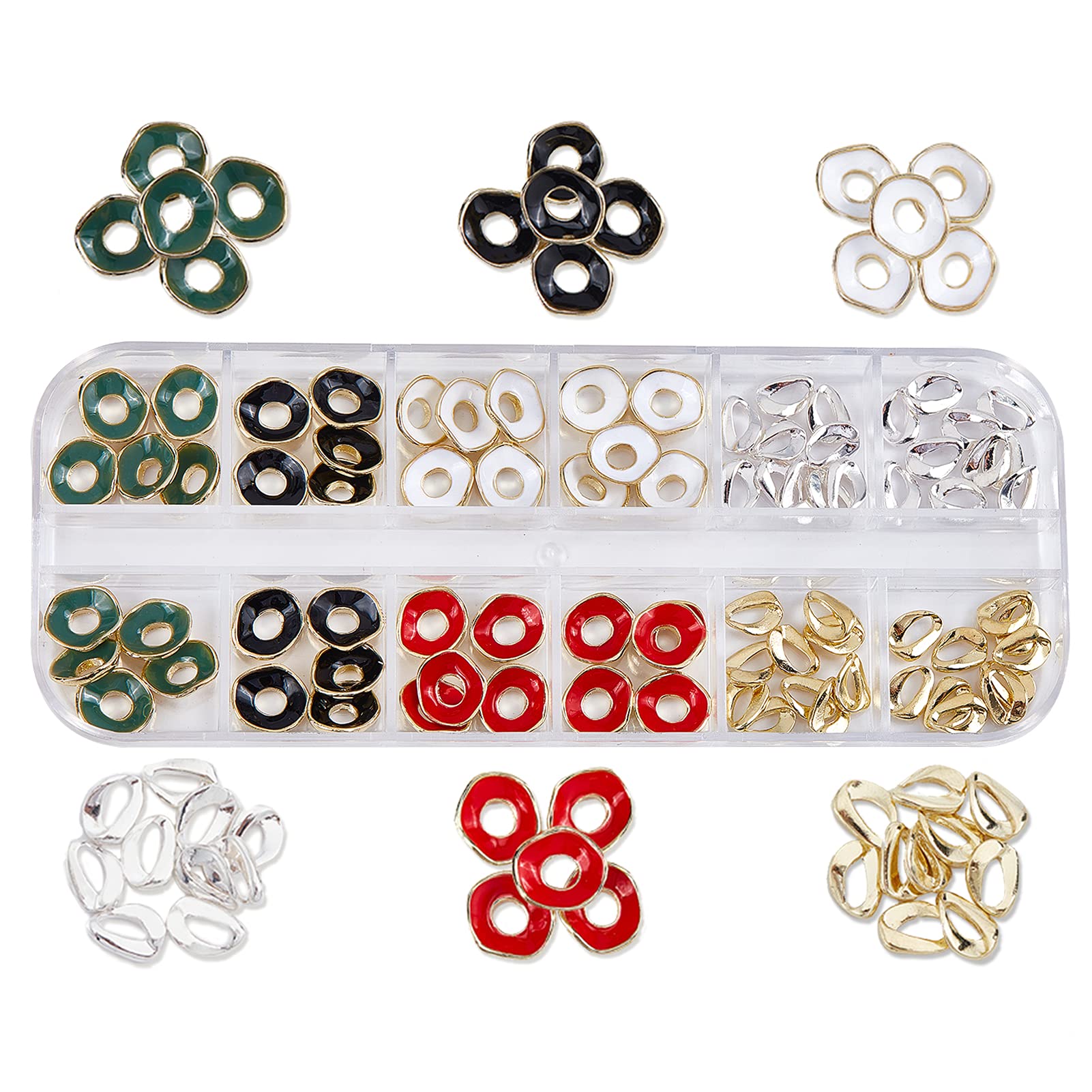 NICENEEDED 80Pcs 3D Metal Flower Nail Art Charms - Flat Back Acrylic Nail Studs for DIY Salon Nail Art Designs | Perfect for Women's Nail Decoration, Bridal Manicures & Party Nail Accessories