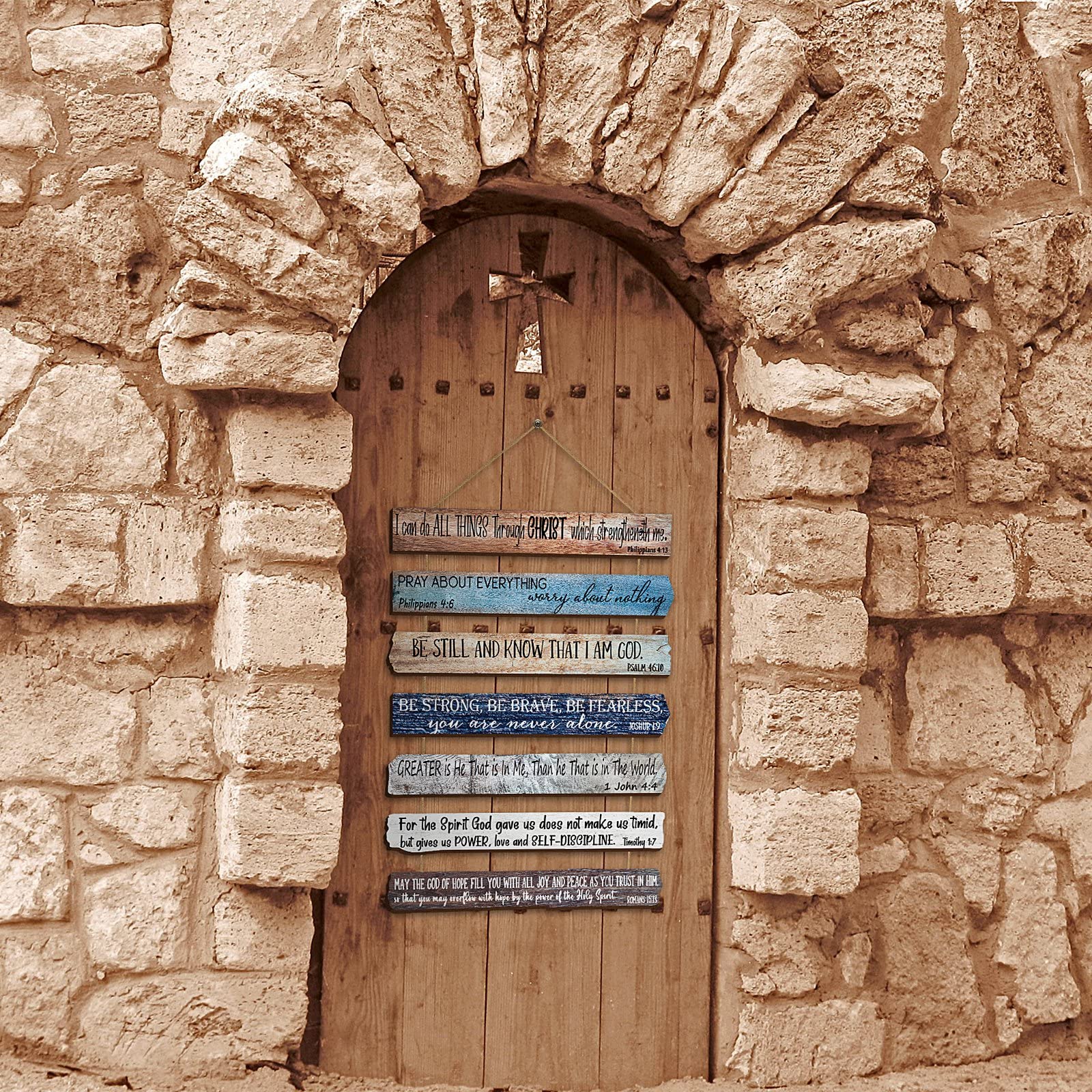 Yookeer Wooden Bible Verse Wall Art - Christian Scripture Decor for Home & Office