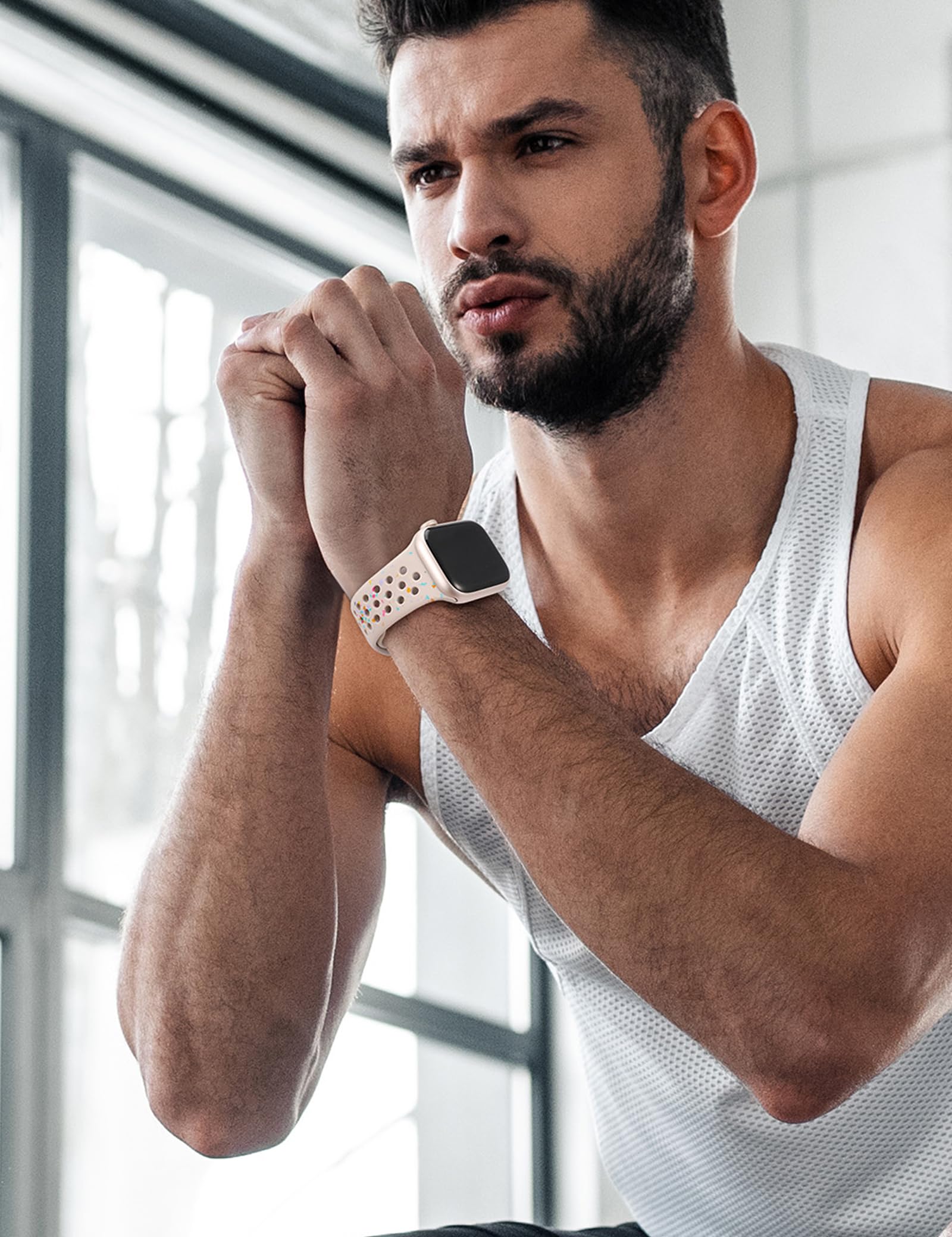 BEEXI Soft Silicone Sport Band for Apple Watch Series 10/9/8/7/6/5/4/3/2/1/SE - Breathable Replacement Strap Compatible with 38mm/40mm/41mm/42mm - Perfect for Running, Gym & Outdoor Activities