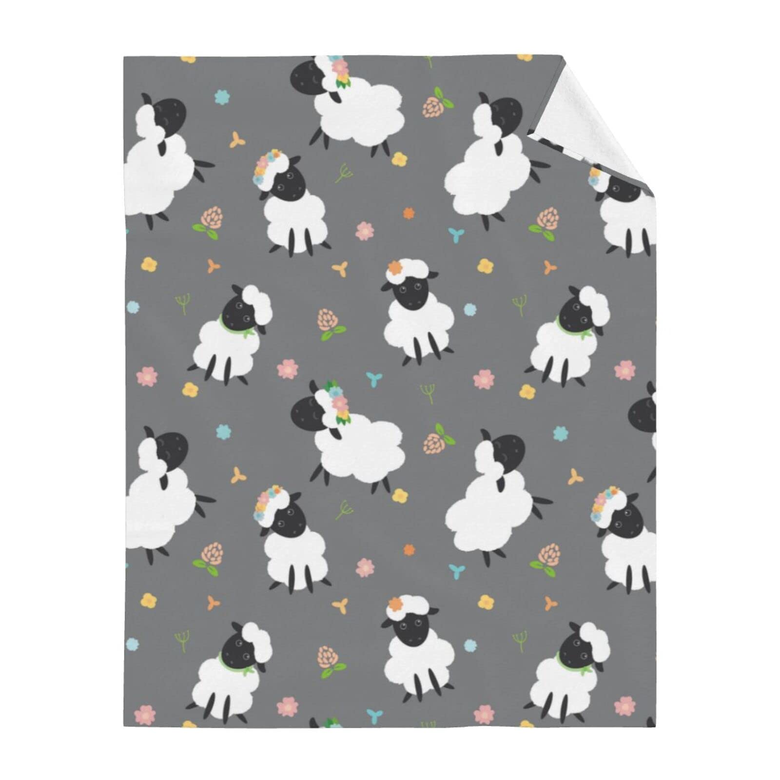 Soft Flannel Twin Size Blanket - Cute Sheep Lambs Plush Warm Bed Blanket for Kids & Adults | Cozy Microfiber Throw Blanket (60x80 Inches) for Couch, Sofa, Bedroom & Winter Nights
