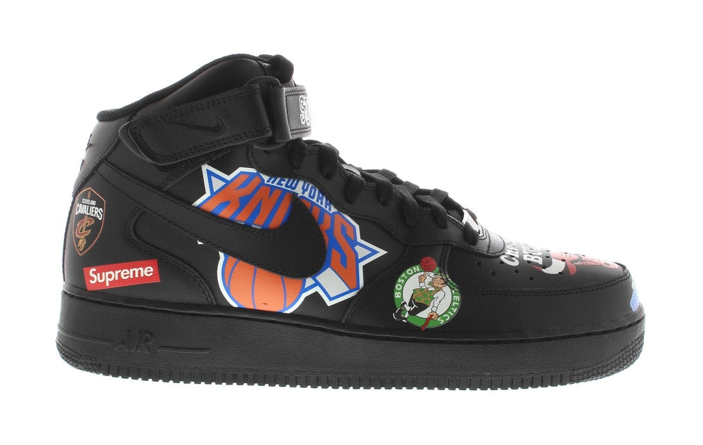 Supreme x Nike Air Force 1 NBA Black Basketball Sneakers - Men's High-Top Streetwear Shoes for Casual Wear & Sports