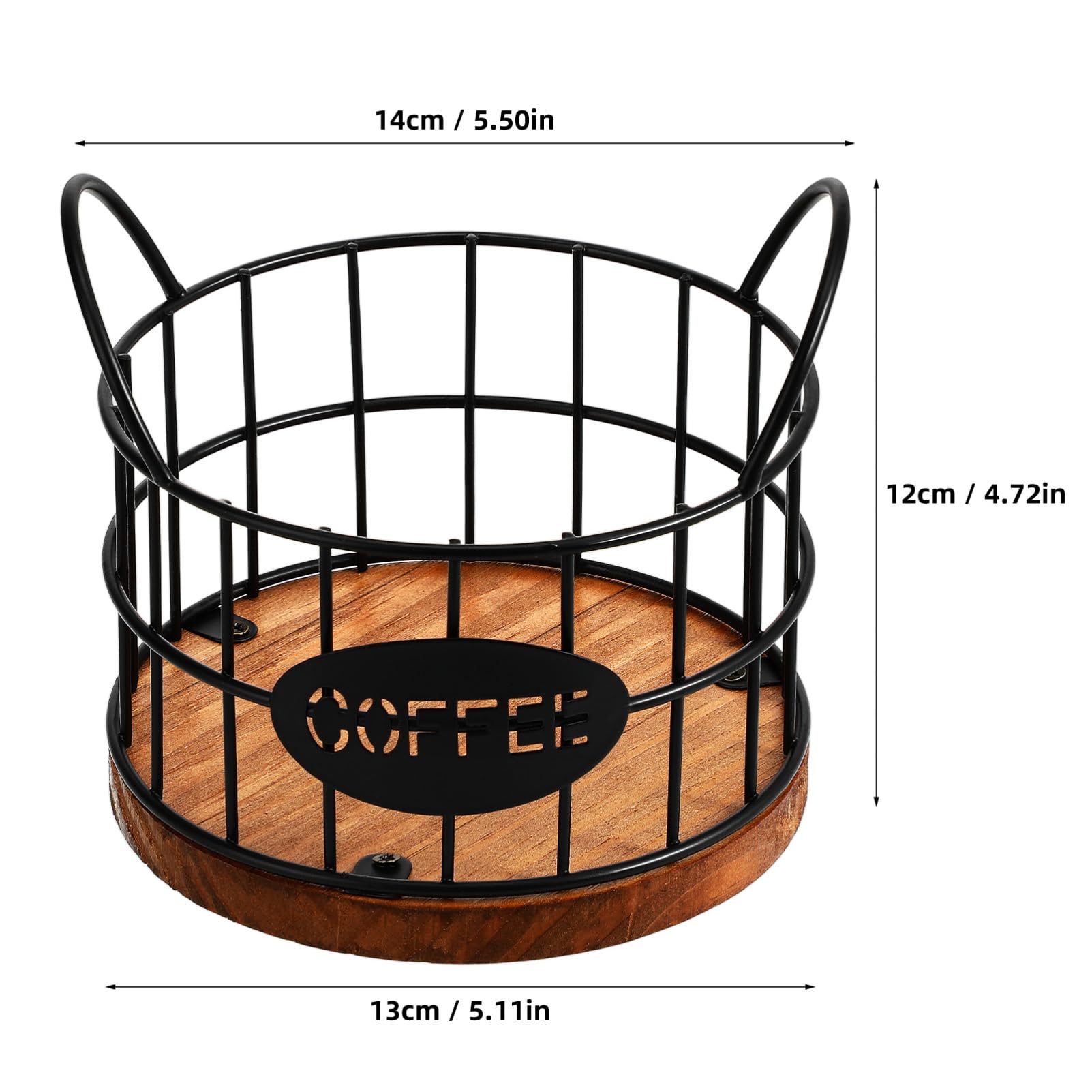 Sturdy Wire Coffee Pod Holder with Wooden Base & Handles - Countertop Storage Organizer for Keurig K-Cups & Nespresso Capsules - Perfect for Home, Hotel, Coffee Bar & Office Use