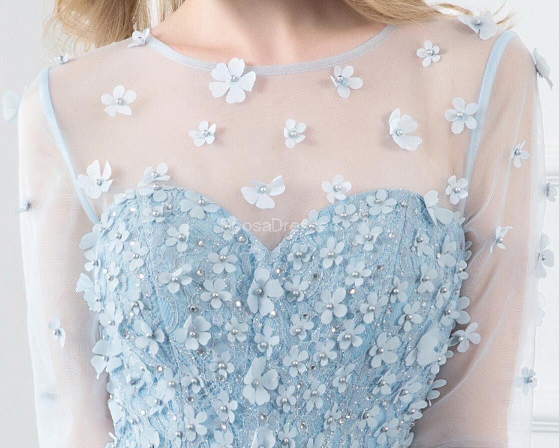 Elegant Tiffany Blue Long Sleeve Mermaid Prom Dress for Evening Parties & Formal Events - Perfect for Homecoming, Quinceañera & Wedding Guest Attire | Style 12287