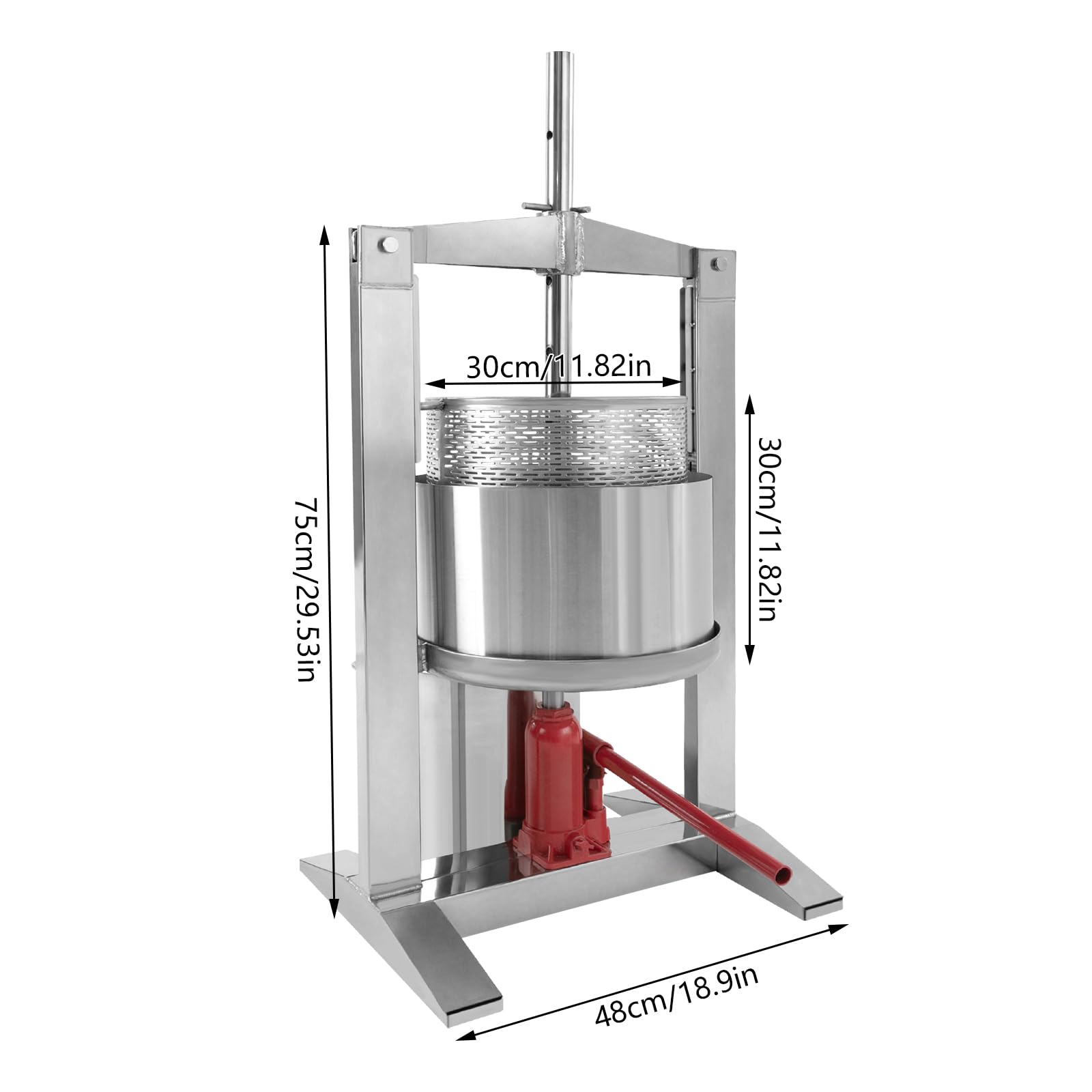 Stainless Steel Fruit Wine Press 20L (5.28 GAL) - Manual Juice Maker for Apple, Grape, Cider, Tinctures, Vegetables, Honey & Olive Oil - Heavy Duty with T-Handle & Stable Base - Perfect for Home Brewing, Winemaking & Kitchen Use