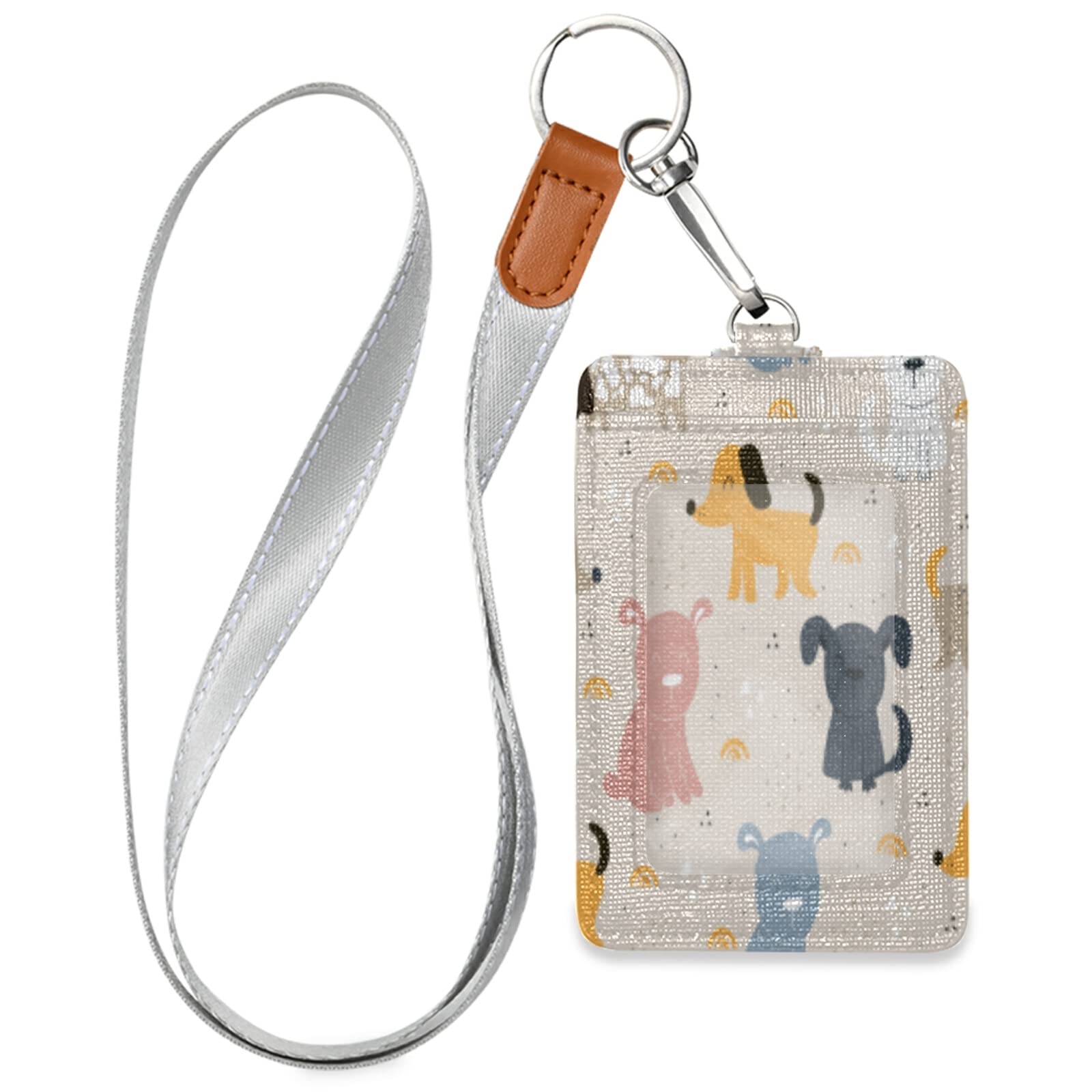 Leather ID Badge Holder with Lanyard for Office & School Staff