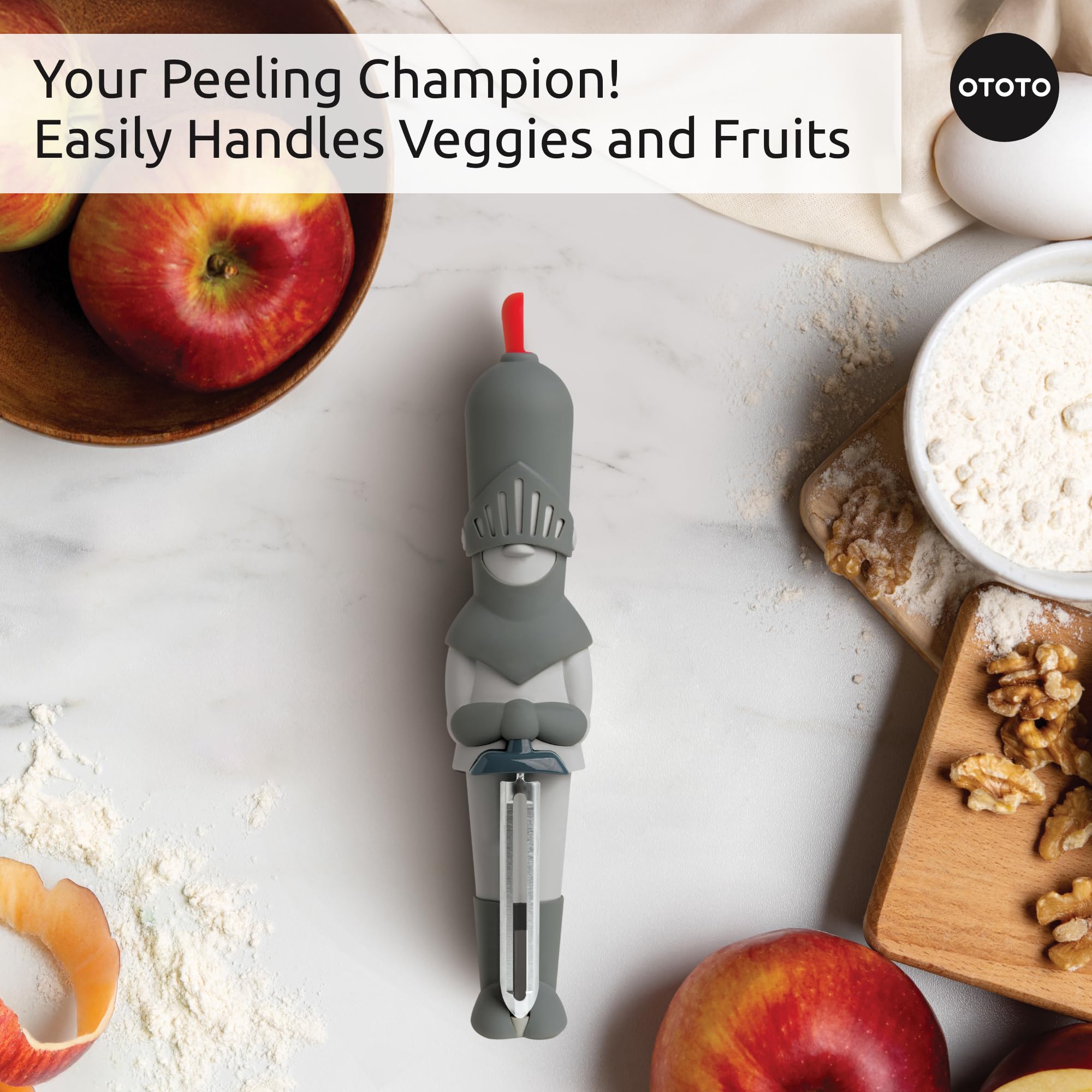 NEW OTOTO Sir Peels A-Lot Medieval Knight Swivel Vegetable Peeler - Cute Kitchen Gadget for Peeling Potatoes, Fruits & Vegetables | Perfect Kitchen Gift & Fun Accessory for Home Cooking & Meal Prep