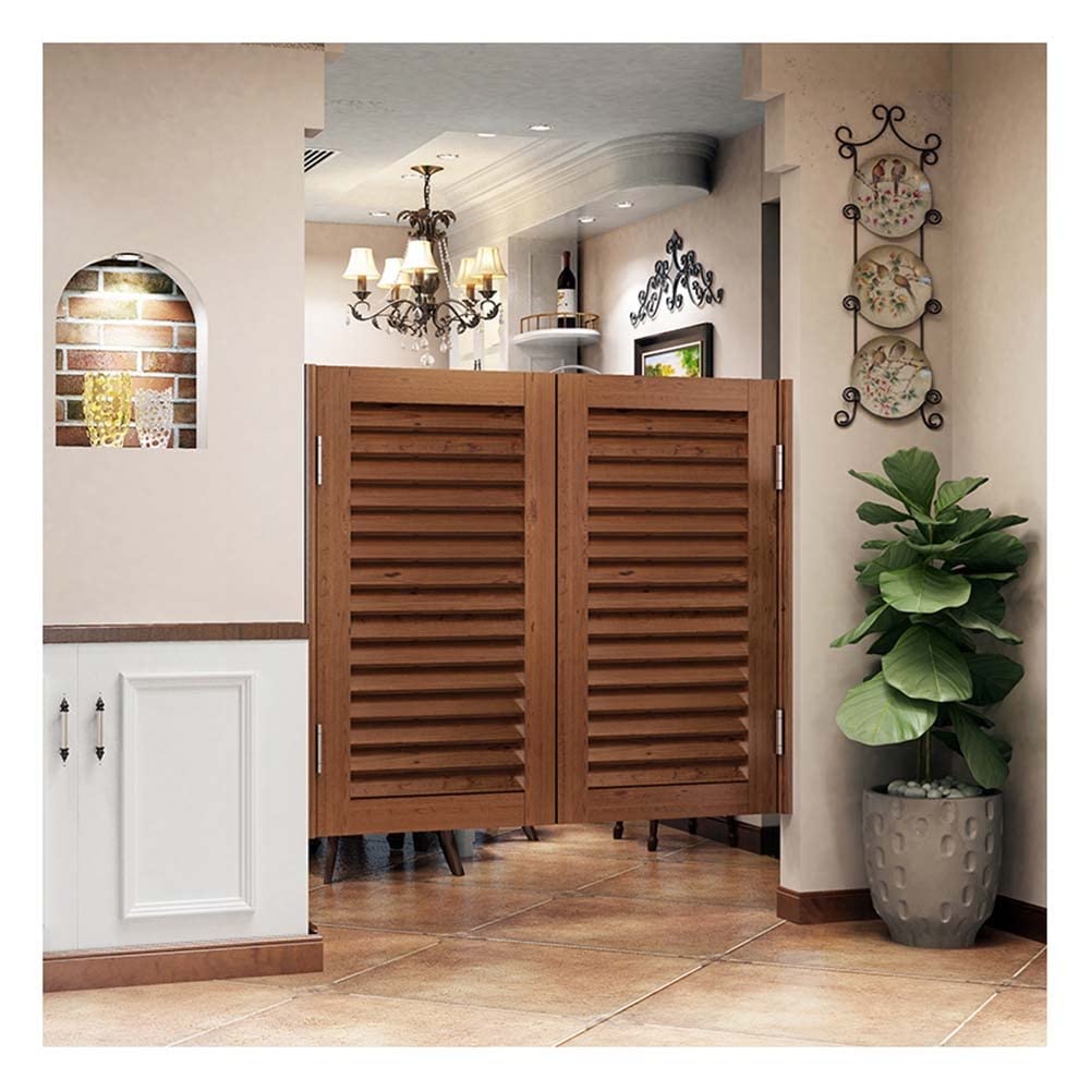 Etlegor Solid Wood Swinging Cafe Door - Louvered Saloon Style Kitchen Partition with Auto Close & Stainless Steel Hinges | Customizable Half-Waist Fence Door for Restaurants, Bars & Western Decor