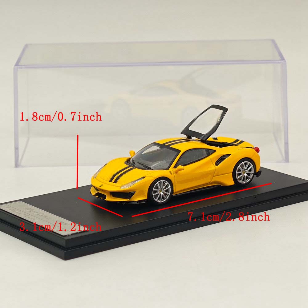 1:64 Scale Ichilan Ferrari Novitec 488 Pista Yellow Diecast Model Car - Super Racing Sports Collectible for Display & Gift Giving