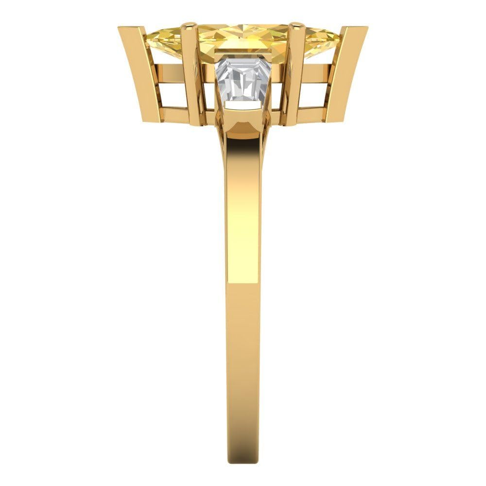 2ct Marquise Cut Yellow Simulated Diamond Ring 18K Gold for Engagement & Wedding