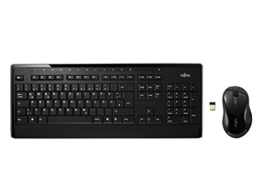Fujitsu LX901 Wireless Keyboard and Mouse Set - Full-Size 100% Layout, RF Wireless, Black (Includes Mouse) - Perfect for Office, Home & Gaming Use