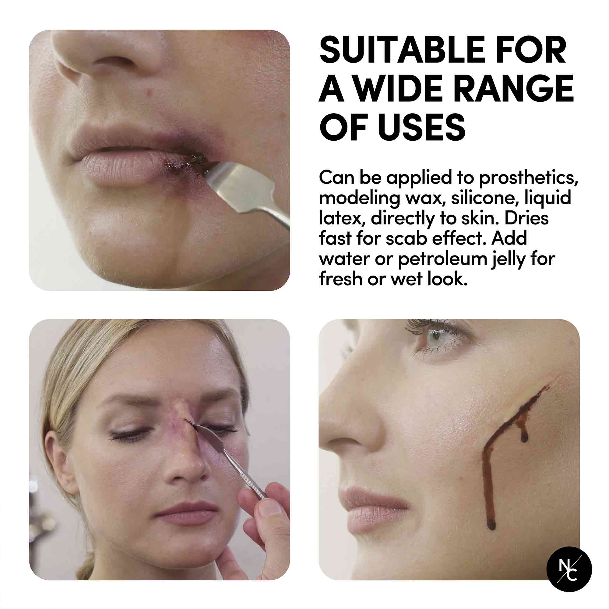 Professional SFX Makeup Scab Blood Paste - 1.41 Oz Realistic Cuts & Wounds FX for Halloween, Cosplay & Horror Effects - Perfect for Theater, Film & Special Effects Artists