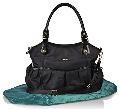 Premium GREEN FROG Luxury Diaper Bag - Stylish Camel/Sand 7-Piece Set, Weekender Tote for Baby Boys & Girls - Perfect for Travel, Daycare & Family Outings