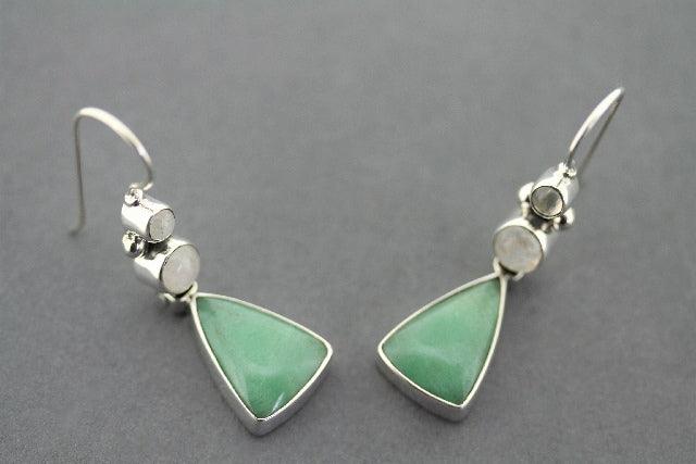 Aventurine & Moonstone Hula Hoop Earrings – Boho Chic Dangle Earrings for Women – Perfect for Festivals, Parties, and Everyday Wear