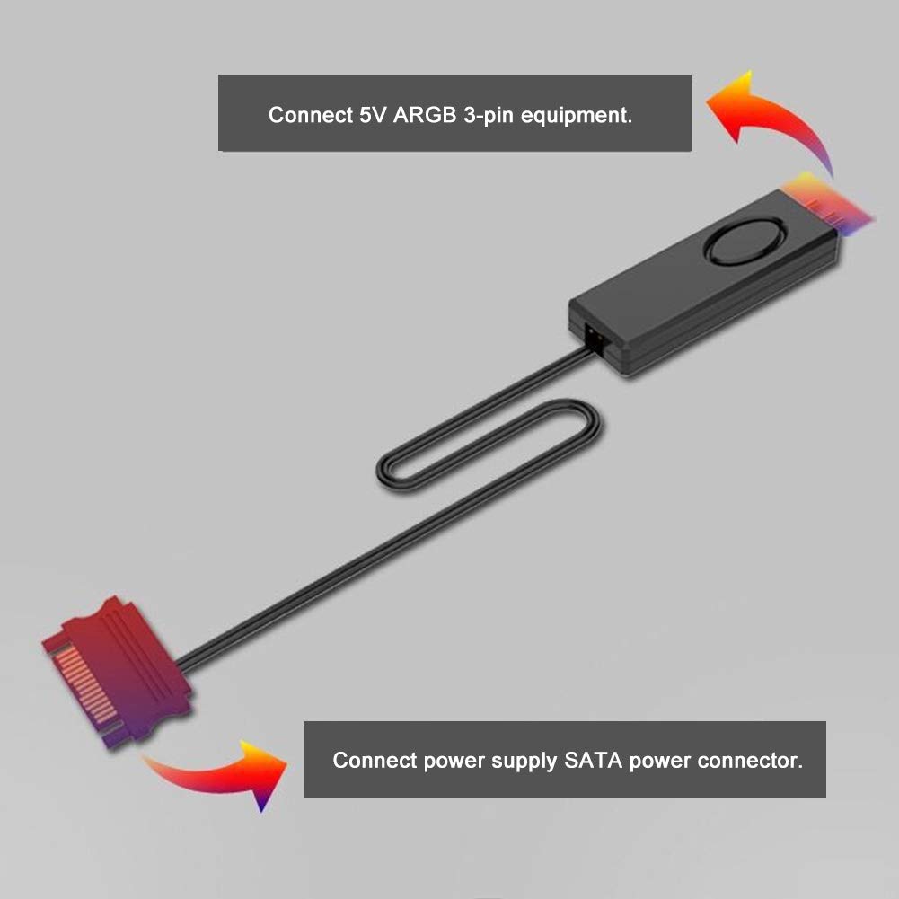 Mini 3-Pin ARGB Fan Controller with RF Remote - for PC RGB Lighting & LED Strips