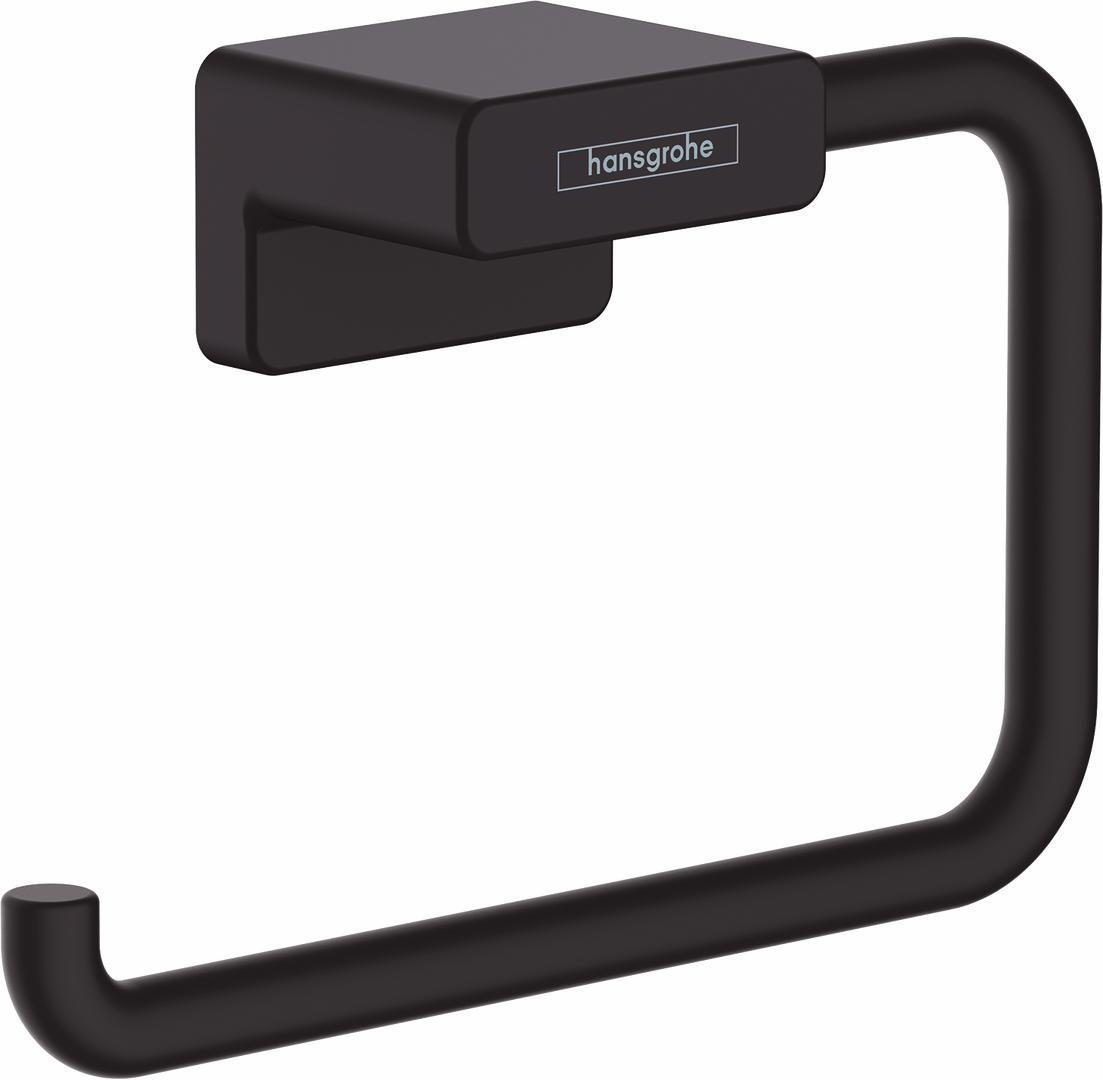 Hansgrohe AddStoris Toilet Paper Holder in Matte Black - Modern Bathroom Tissue Roll Stand for Home, Hotel, and Office Use (Model 41771670)