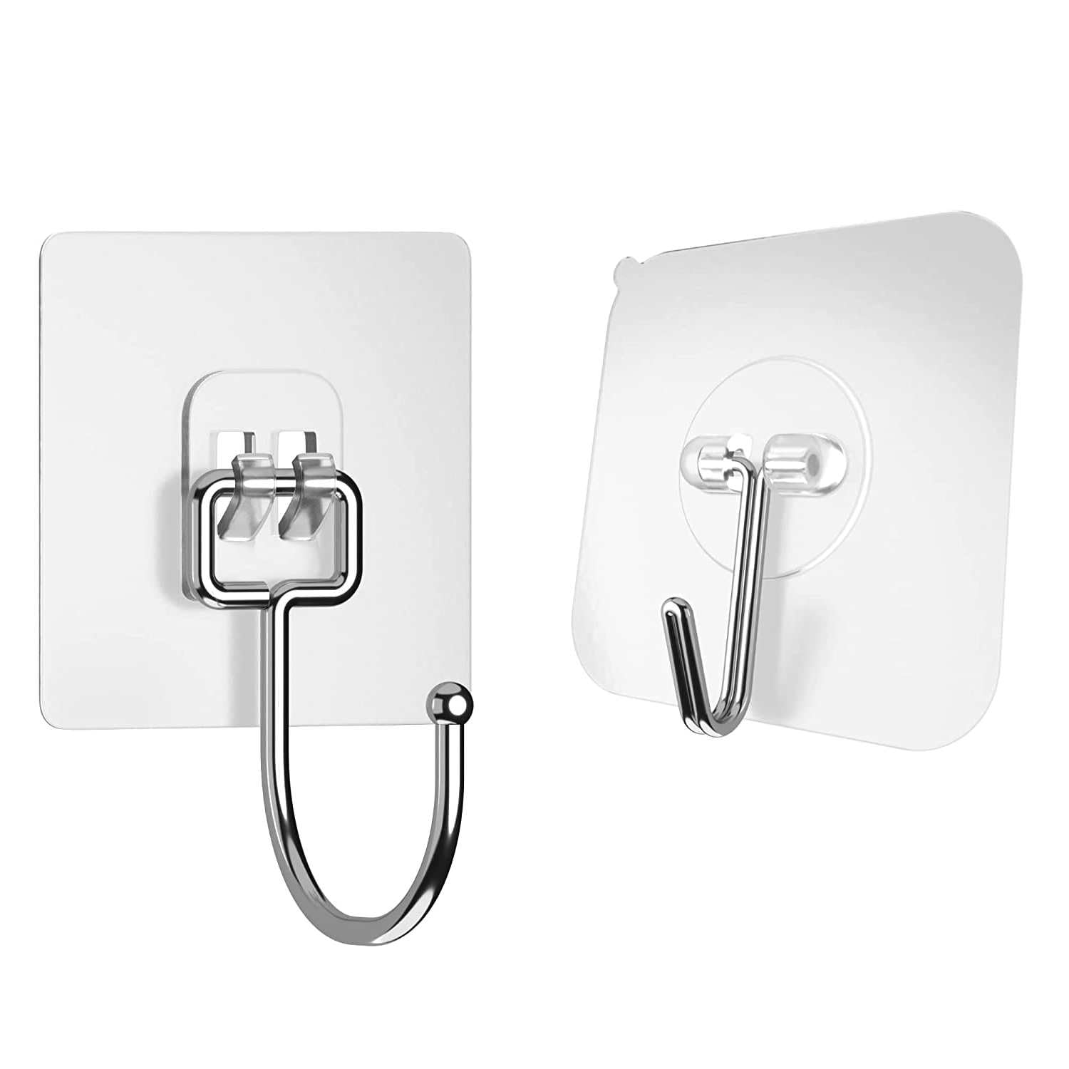 GLUIT Heavy Duty Adhesive Hooks - Medium 12 Pack & Large 6 Pack - 22 lbs Weight Capacity - Waterproof Transparent Wall Hooks for Keys, Towels, Bathroom, Shower, Kitchen & Outdoor Use - Perfect for Home Organization and Space Saving