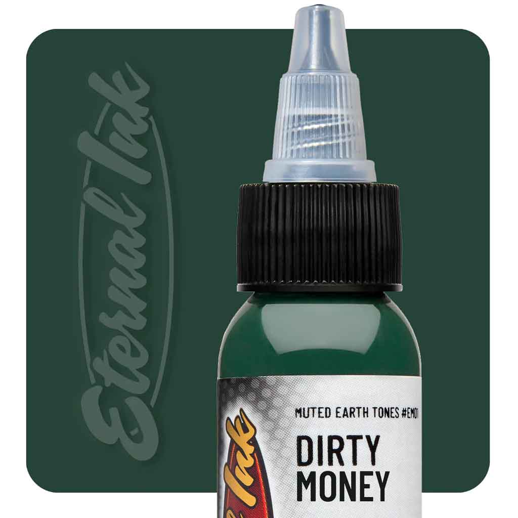 Dirty Money Eternal Ink - 1 oz Tattoo Ink for Professional Artists | Perfect for Black & Grey Realism Tattoos