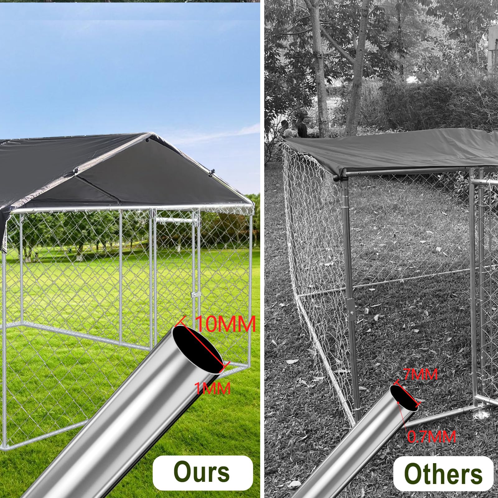 10'x10'x5.5' Large Outdoor Dog Kennel with Waterproof Cover - Heavy Duty Metal Dog Pen, Secure Locking Pet Fence for Backyard, Garden & Patio - UV Resistant for All Weather Protection | Perfect for Large Breed Dogs, Puppy Training & Outdoor Play Areas