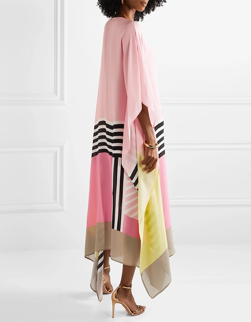 Baby Pink Soft Satin Silk Kaftan Dress for Women - Elegant Loungewear & Beach Cover Up