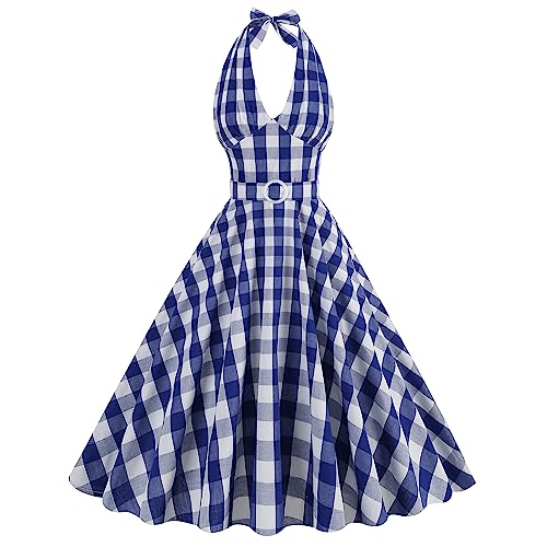Blue White Plaid Halter-belt