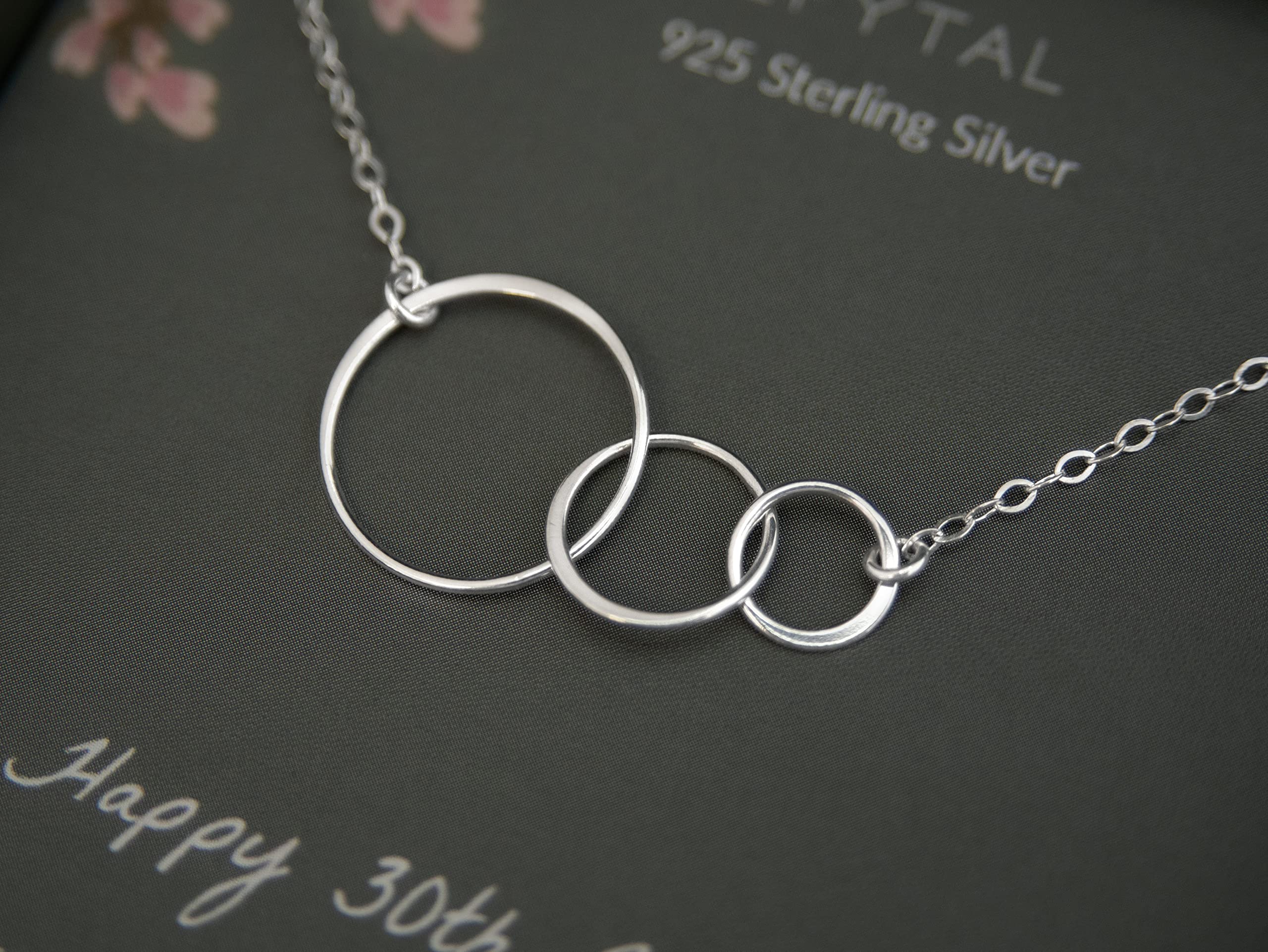 EFYTAL 30th Birthday Gifts for Women - Sterling Silver & Gold Plated 3 Circles Necklace, 30 Year Old Birthday Jewelry, Best Friend Gift, Birthday Decorations for Parties & Celebrations