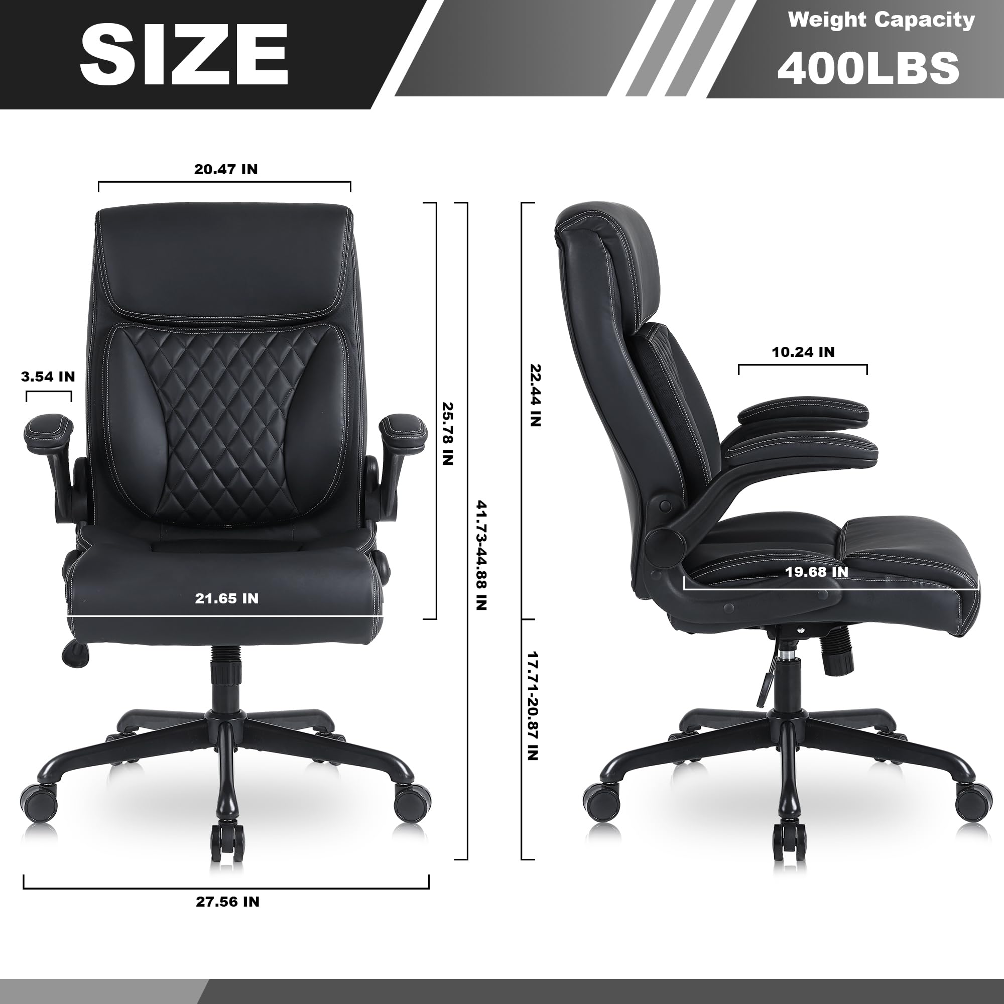 Premium Ergonomic Executive Office Chair - PU Leather Computer Desk Chair with Lumbar Support, Adjustable Height & Flip-Up Armrests - Home Office Chair for Comfort & Productivity - Perfect for Long Work Hours & Video Conferencing