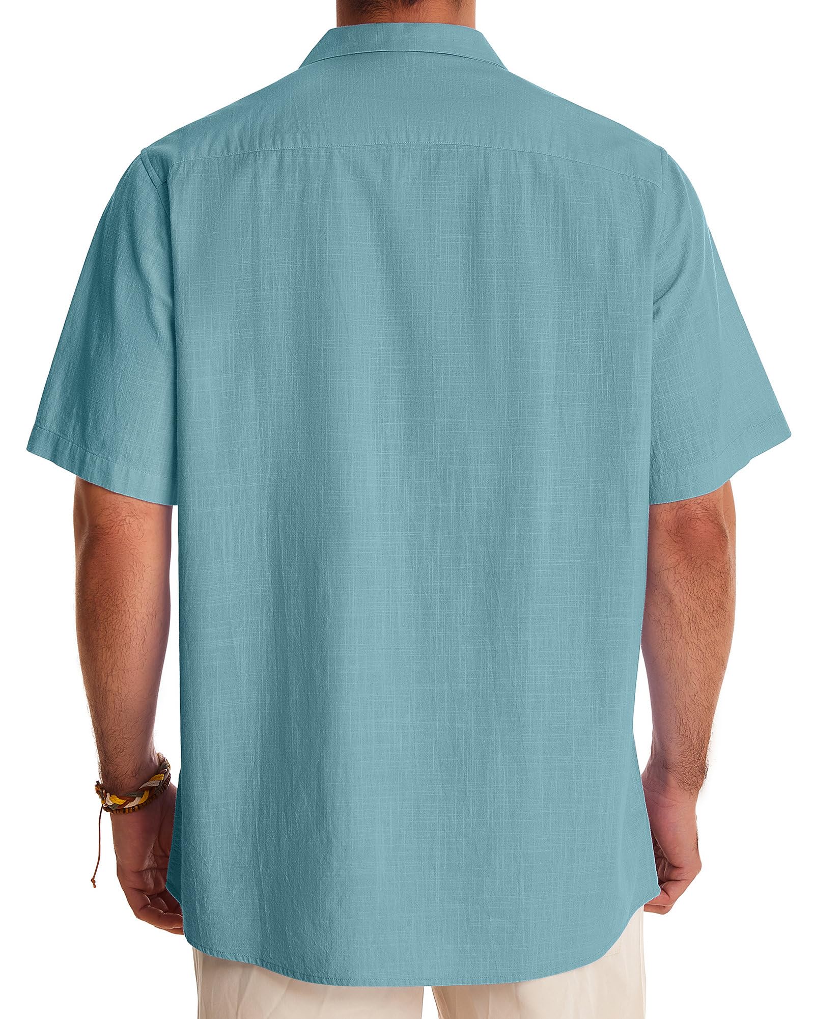 Men's Linen Short Sleeve Button Down Shirts - Breathable Cotton Summer Casual Shirt for Beach, Vacation & Hawaiian Style | Perfect for Tropical Getaways, Outdoor Parties and Summer Fashion