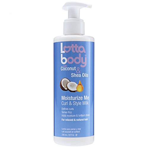 Lottabody Coconut & Shea Oils Curl Defining Styling Milk 8oz - Hydrating Leave-In Conditioner for Natural Hair with Free Sanitizing Wipes - Perfect for Daily Curl Care & Protective Styling