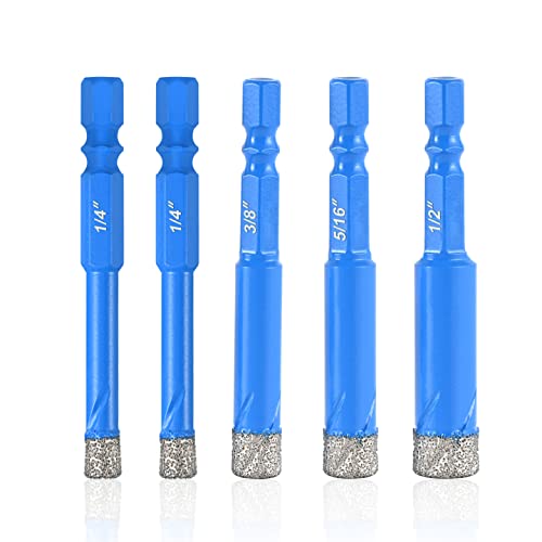 Amoolo 5-Piece Diamond Drill Bit Set (1/4