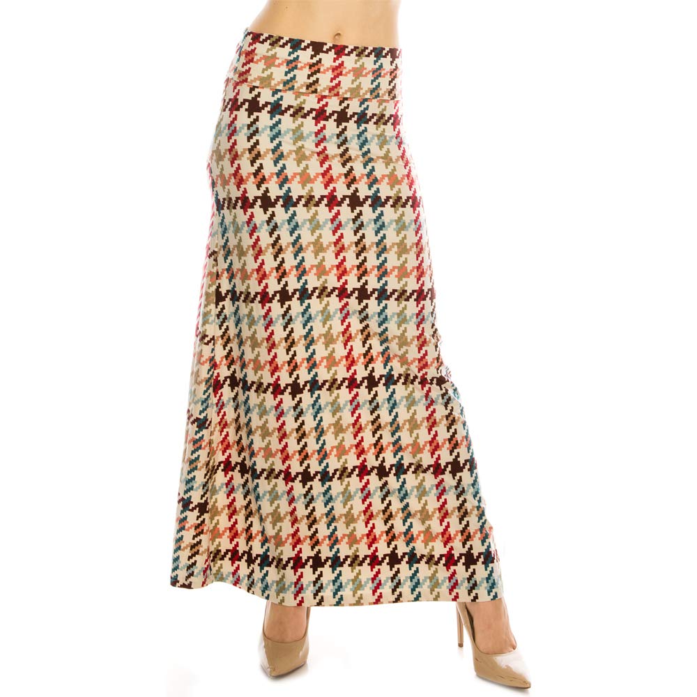 Eevee Women's Fold Over Maxi Skirt - Stretchy High Waist Long Skirt (One Size Fits Most) for Casual Wear, Beach, Vacation & Summer Outfits