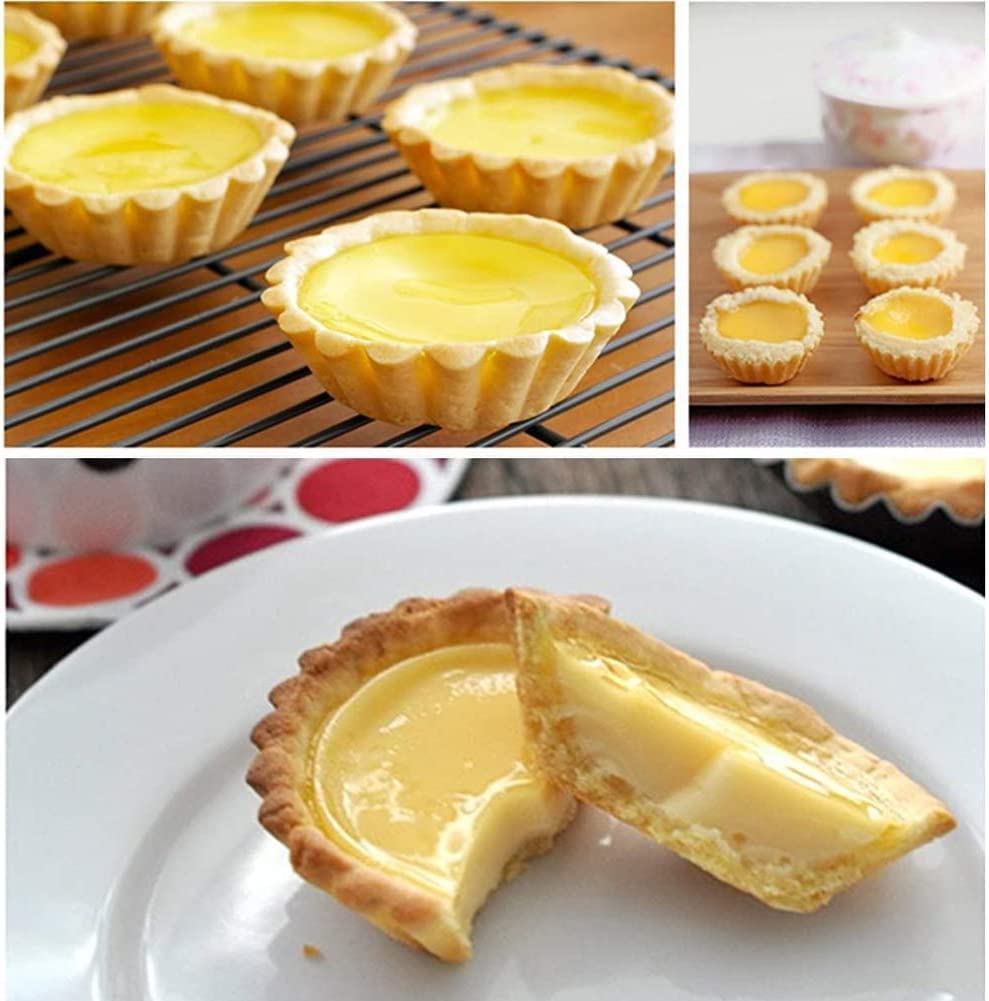 Ramkuwar 12-Piece Non-Stick Carbon Steel Mini Tart Pans Set - 6.3cm Round Egg Tart Molds for Baking Cupcakes, Muffins, Cookies, Pies & Pudding | Perfect for Home Bakeries, Tea Parties & Holiday Desserts