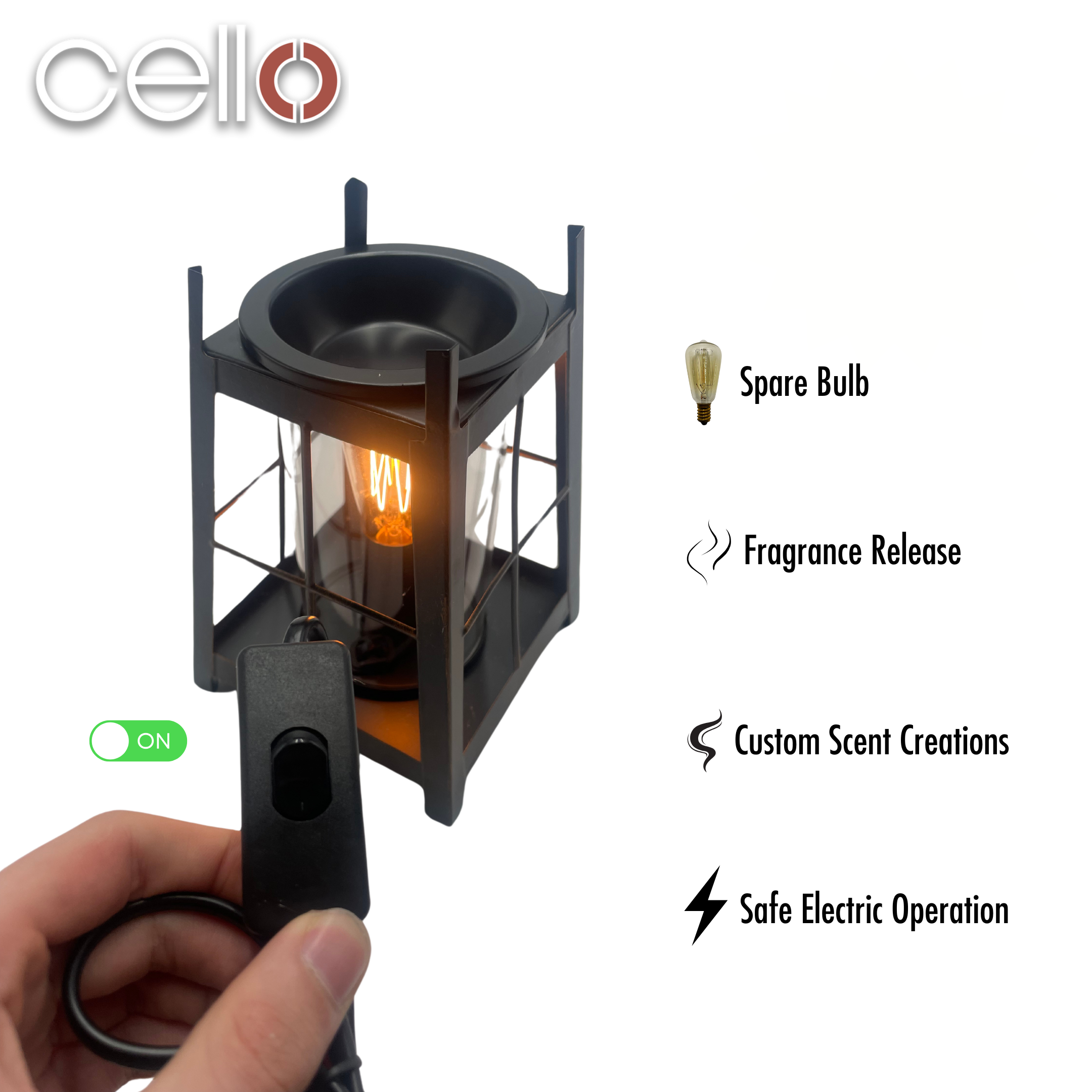 Vintage Edison Style Metal Electric Wax Warmer Lantern - Aromatherapy Wax Melter for Home, Office, Spa & Gift Giving