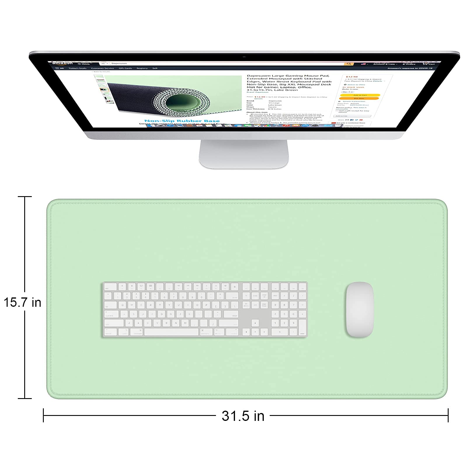 Ergonomic Lake Green Keyboard and Mouse Wrist Rest Set with Extended Gaming Mouse Pad - Comfortable Support for Typing & PC Gaming - Perfect for Office Work, Gaming Setup, and Home Computer Use