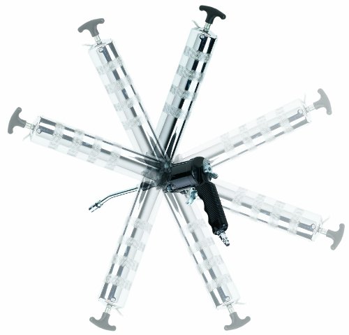 LUMAX LX-1161 Silver 360° Continuous Cycle Air Grease Gun - 6000 PSI Heavy Duty Professional Grease Gun for Automotive, Industrial & Farm Equipment Maintenance