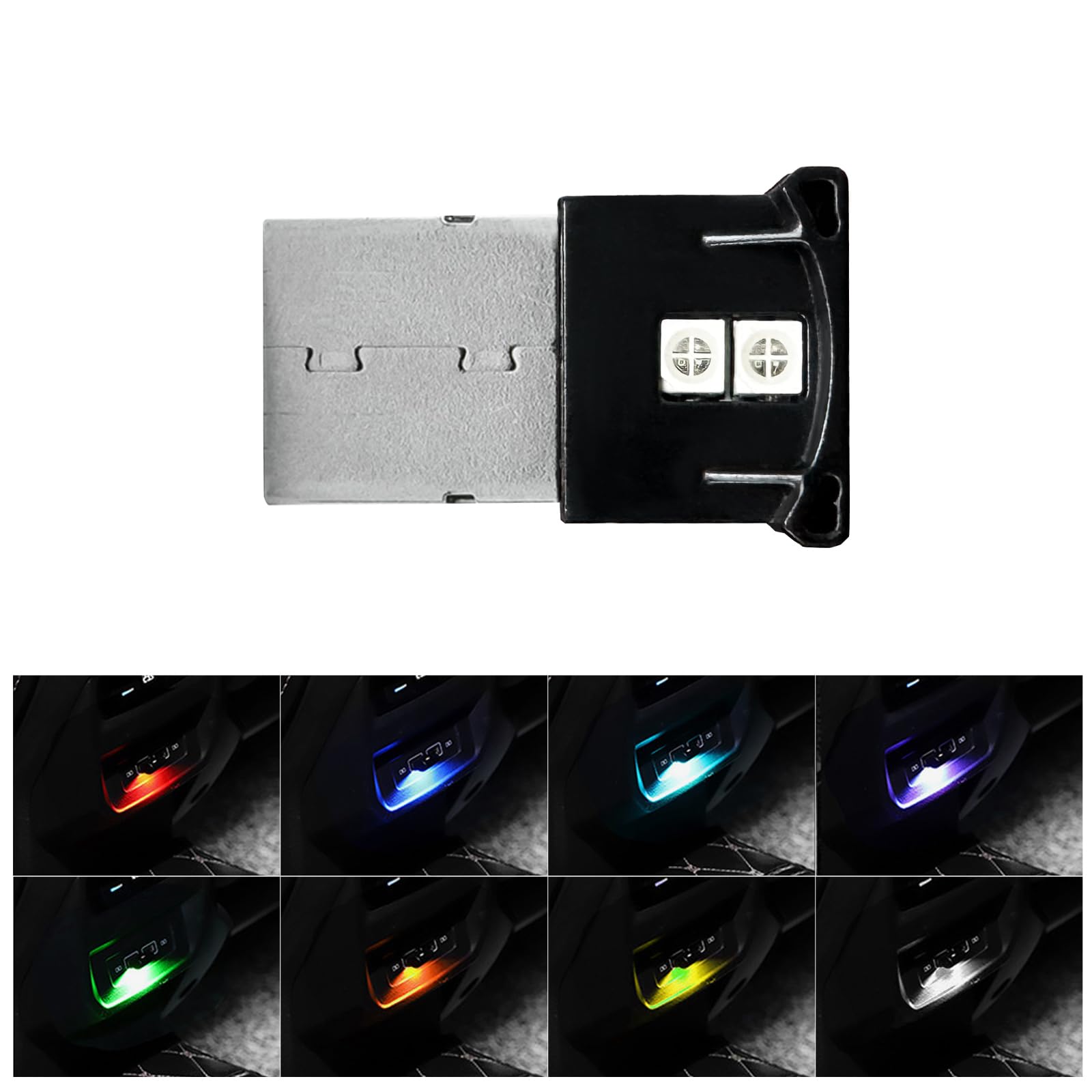 RGB USB LED Light - 8 Color Mini USB Night Light with Adjustable Brightness for Car Interior, Laptop Keyboard, Home & Office Decoration | Car Accessories & Ambient Lighting for Gaming, Reading & Nighttime Use