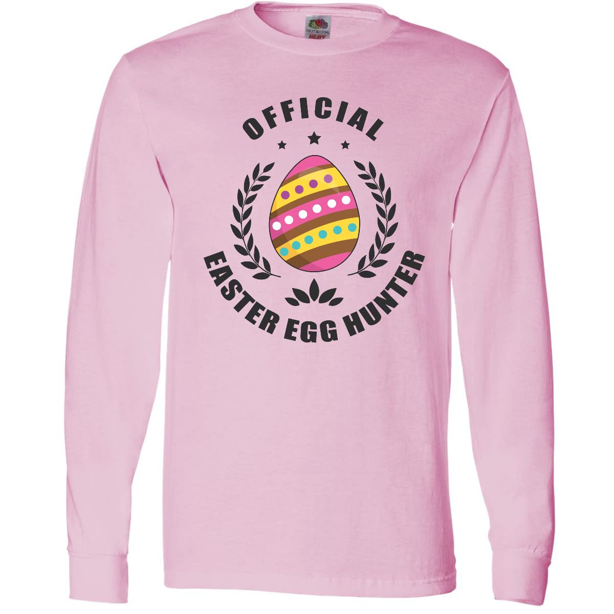 Inktastic Official Easter Egg Hunter with Stars and Laurels Long Sleeve T-Shirt for Men & Women - Fun Holiday Party, Easter Celebration, Family Gathering Outfit