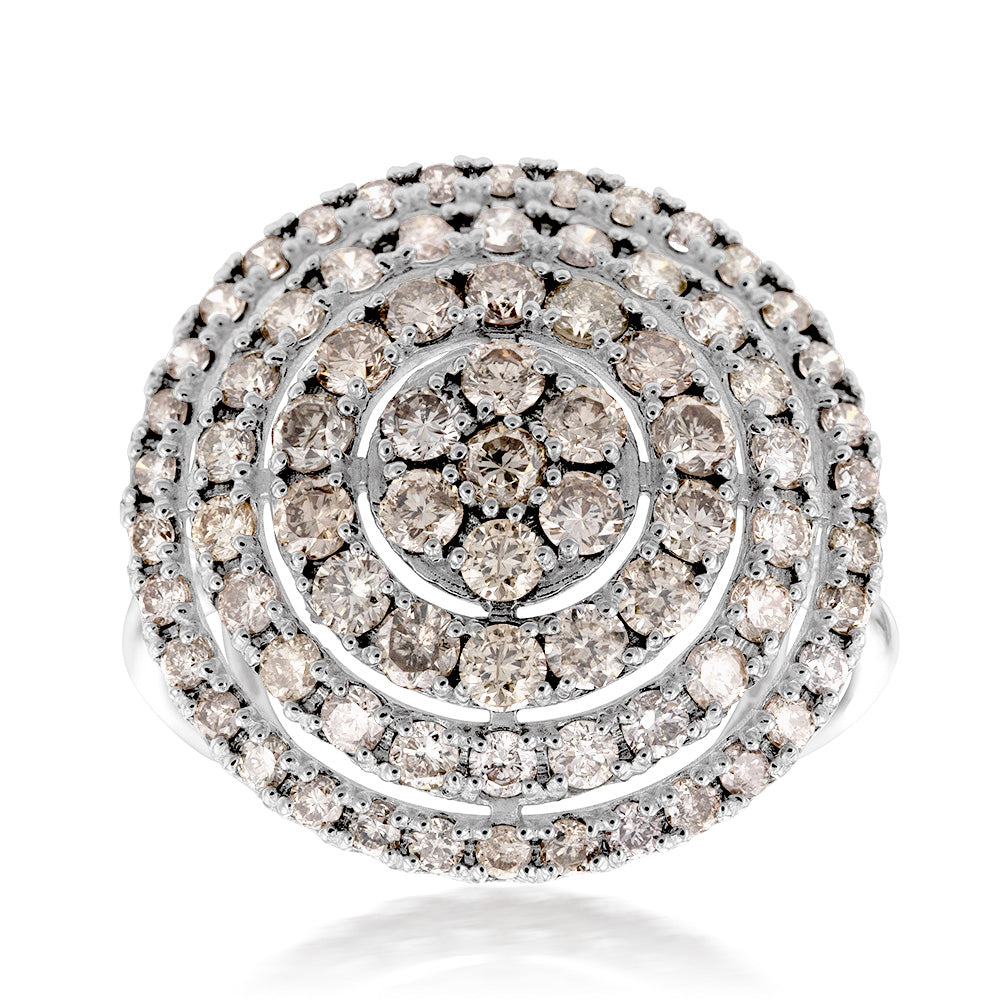 18ct White Gold 2 Carat Round Diamond Cluster Ring for Women - Elegant Wedding, Engagement & Anniversary Jewelry Gift
