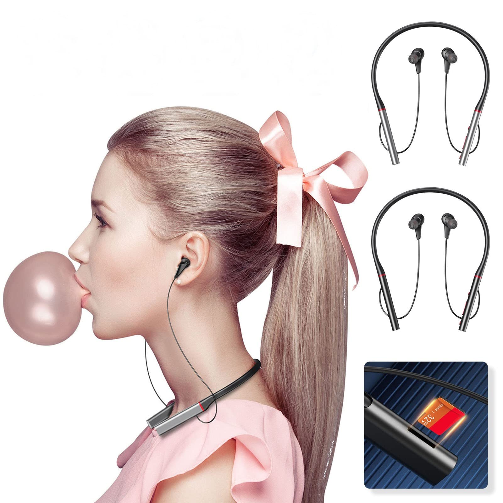 Wireless Bluetooth Neckband Headphones - Noise Cancelling Sport Earbuds with HiFi Stereo Sound for Gym, Running, Workout & Gaming | Sweatproof Wireless Headset for Active Lifestyle