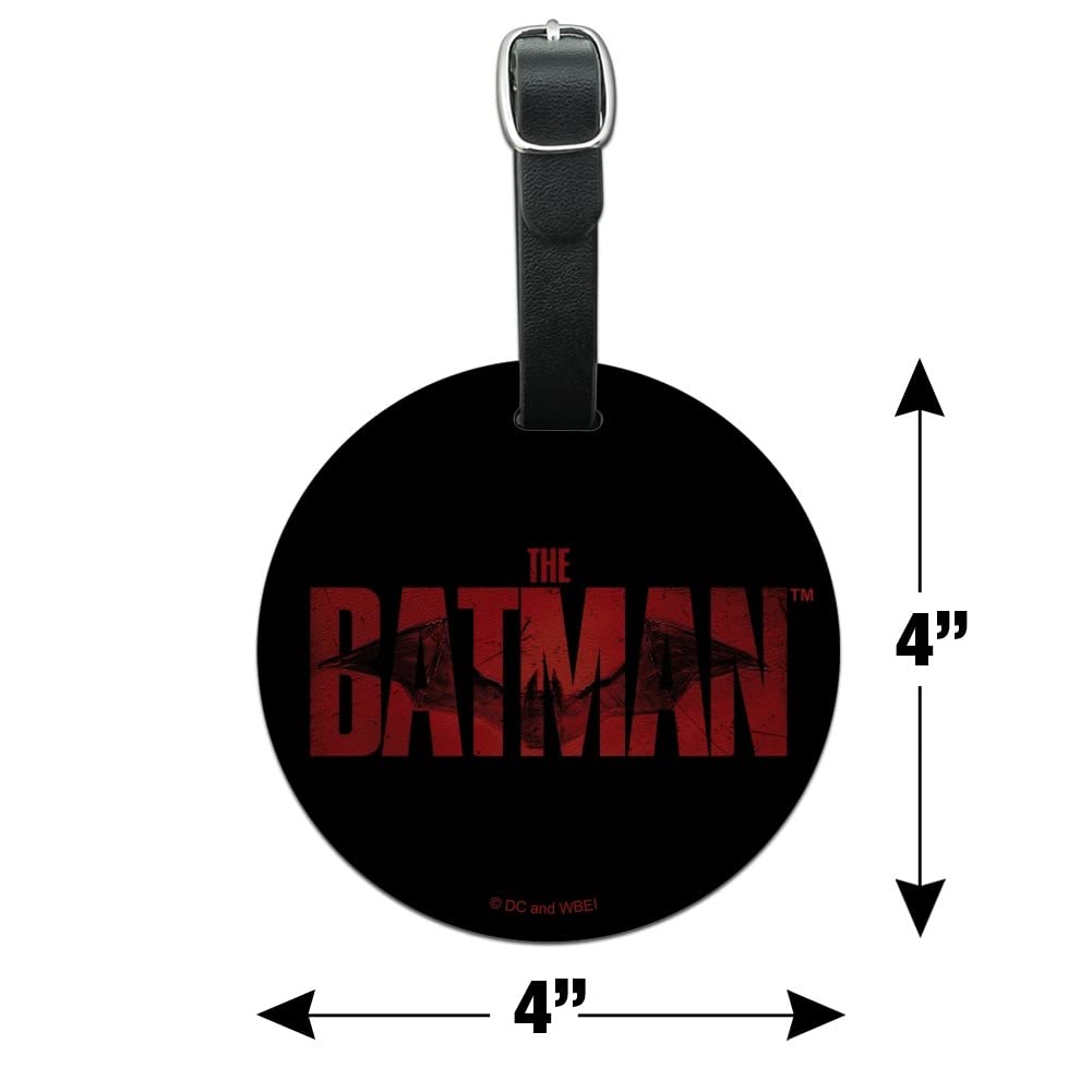The Batman Logo Round Leather Luggage Tag - Durable Suitcase ID Tag for Carry-On Bags - Perfect for Travel, Business Trips & Superhero Fans