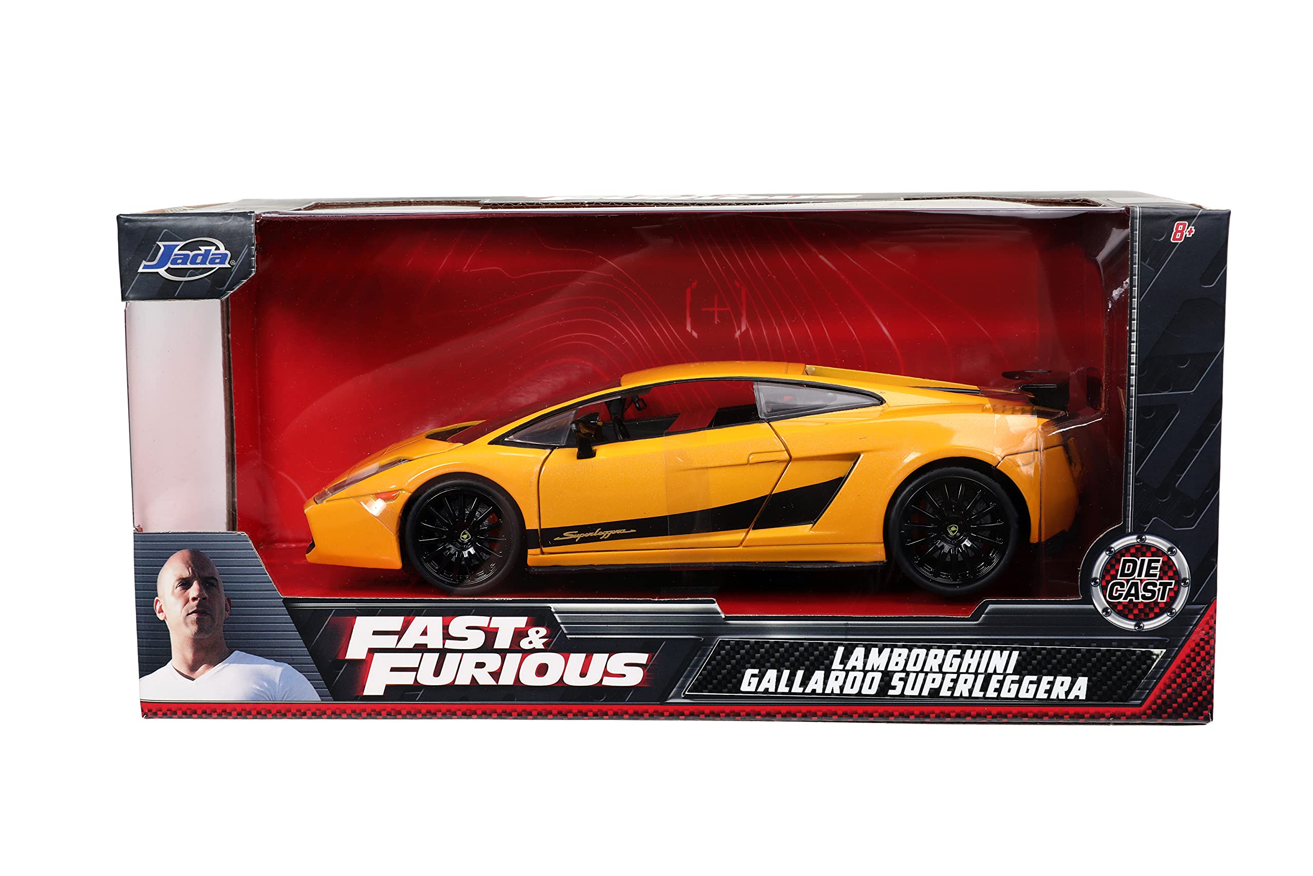 Jada Toys Fast & Furious 1:24 Scale Lamborghini Gallardo Superleggera Die-Cast Model Car - Yellow Collectible Toy for Kids & Adults - Perfect for Display, Gift Giving & Movie Fans Collection