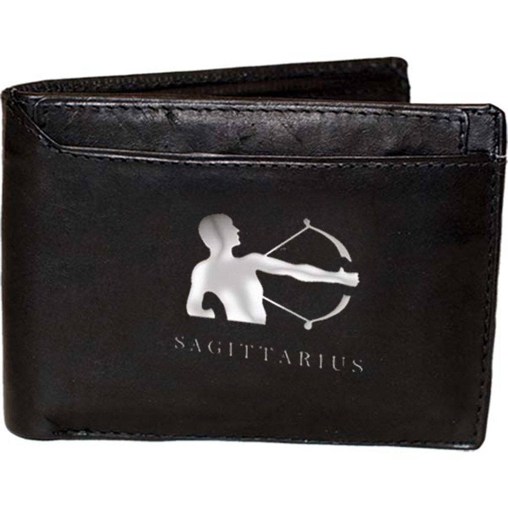 Genuine Leather Sagittarius Zodiac Sign Bifold Wallet for Men & Women - Perfect Gift for Astrology Lovers, Birthday & Christmas (Marshal Brand)