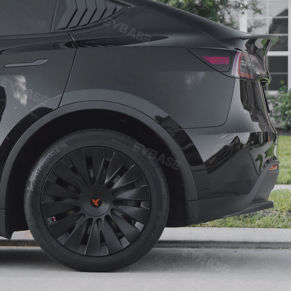 Tesla Model Y 19 Inch Gemini Wheel Covers (4-Piece Set) - Sleek Matte Black Induction Style Hub Caps - Perfect for Protection & Aesthetic Upgrade on Model Y 2017-2023