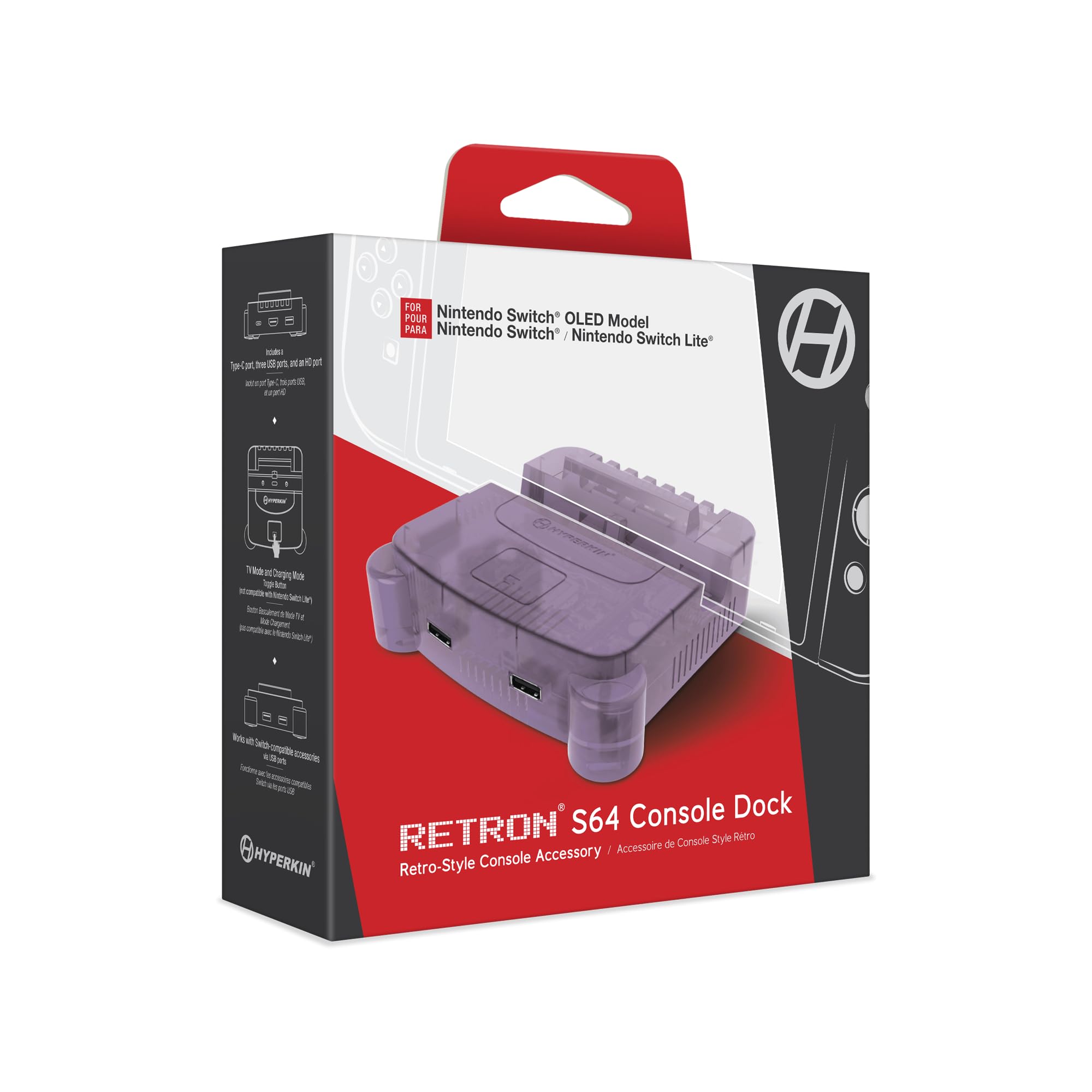 Hyperkin RetroN S64 Console Dock for Nintendo Switch - Purple | Classic Gaming Adapter | Perfect for Retro Gaming Enthusiasts & Switch Players