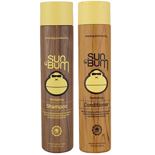 Sun Bum Revitalizing Shampoo & Conditioner Set - Vegan Hair Care for Damaged & Color-Treated Hair - Perfect for Beach Days, Swimming & Sun Exposure