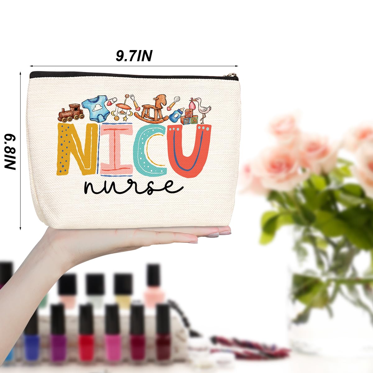 Cute NICU Nurse Makeup Bag - RN Cosmetic Pouch for Work, Nursing Graduation & Nurse Week Appreciation - Perfect Birthday & Christmas Gift for Women Nurses (Ideal for Hospital Shifts, Travel & Daily Use)