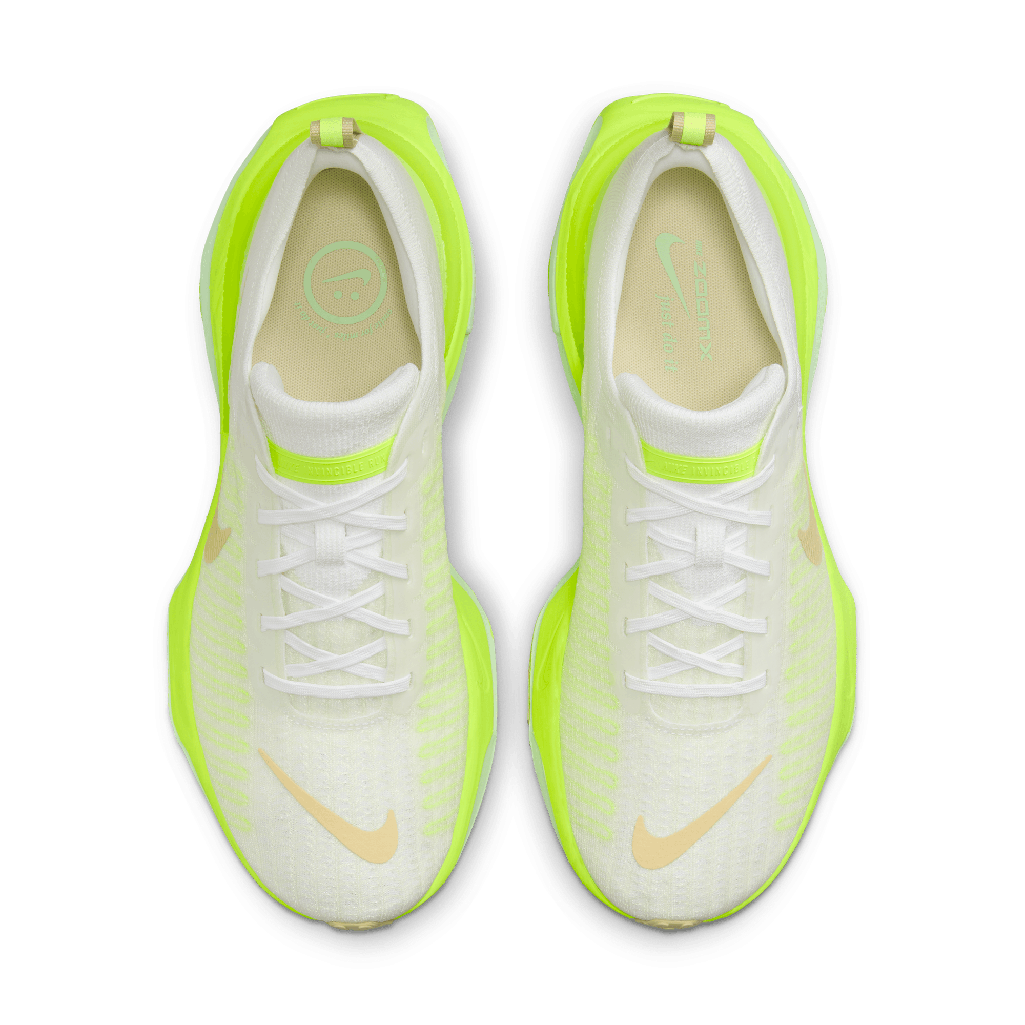 Nike Men's ZoomX Invincible Flyknit 3 Running Shoes - White/Team Gold Volt Sail - Lightweight Cushioned Sneakers for Marathon Training & Daily Jogging