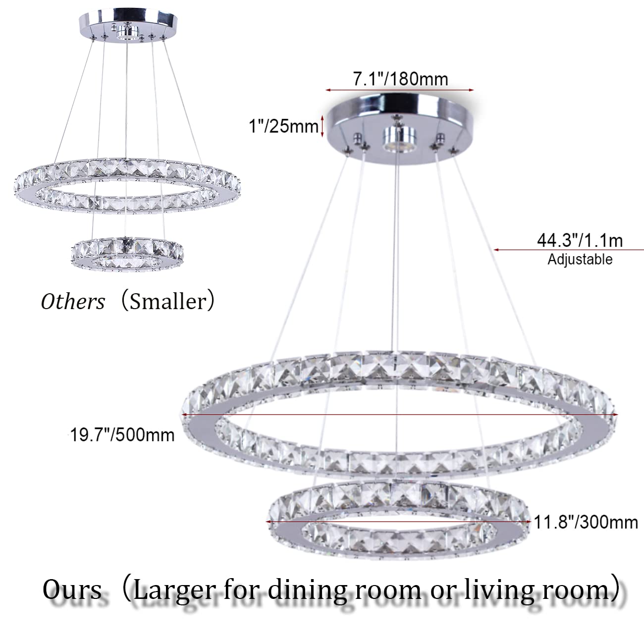 Modern LED Crystal Chandelier - 19.7