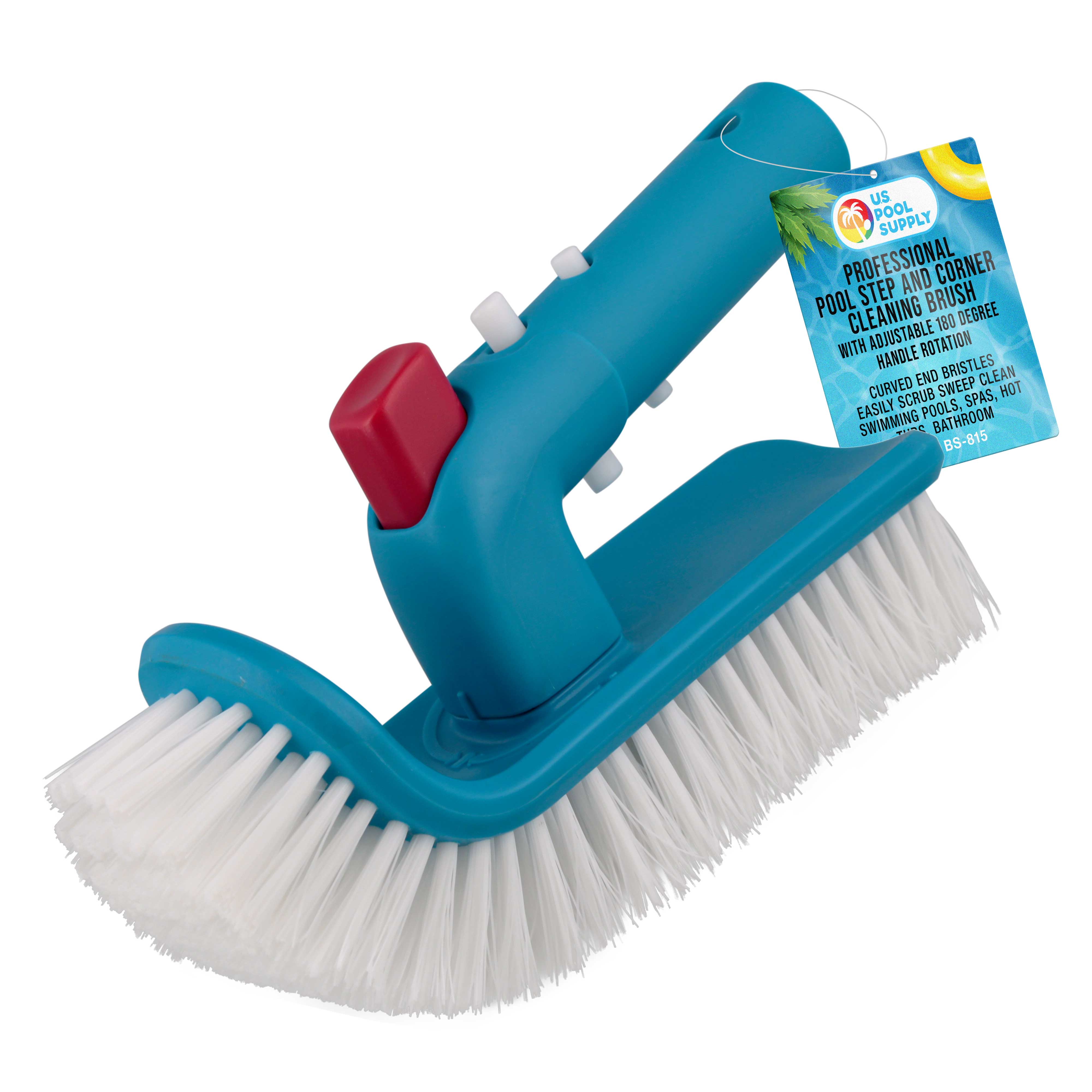 Professional Pool Step & Corner Cleaning Brush with 180° Adjustable Handle - Ideal for Swimming Pools, Spas & Hot Tubs - Heavy-Duty Scrub Brush for Tile, Walls & Hard-to-Reach Areas